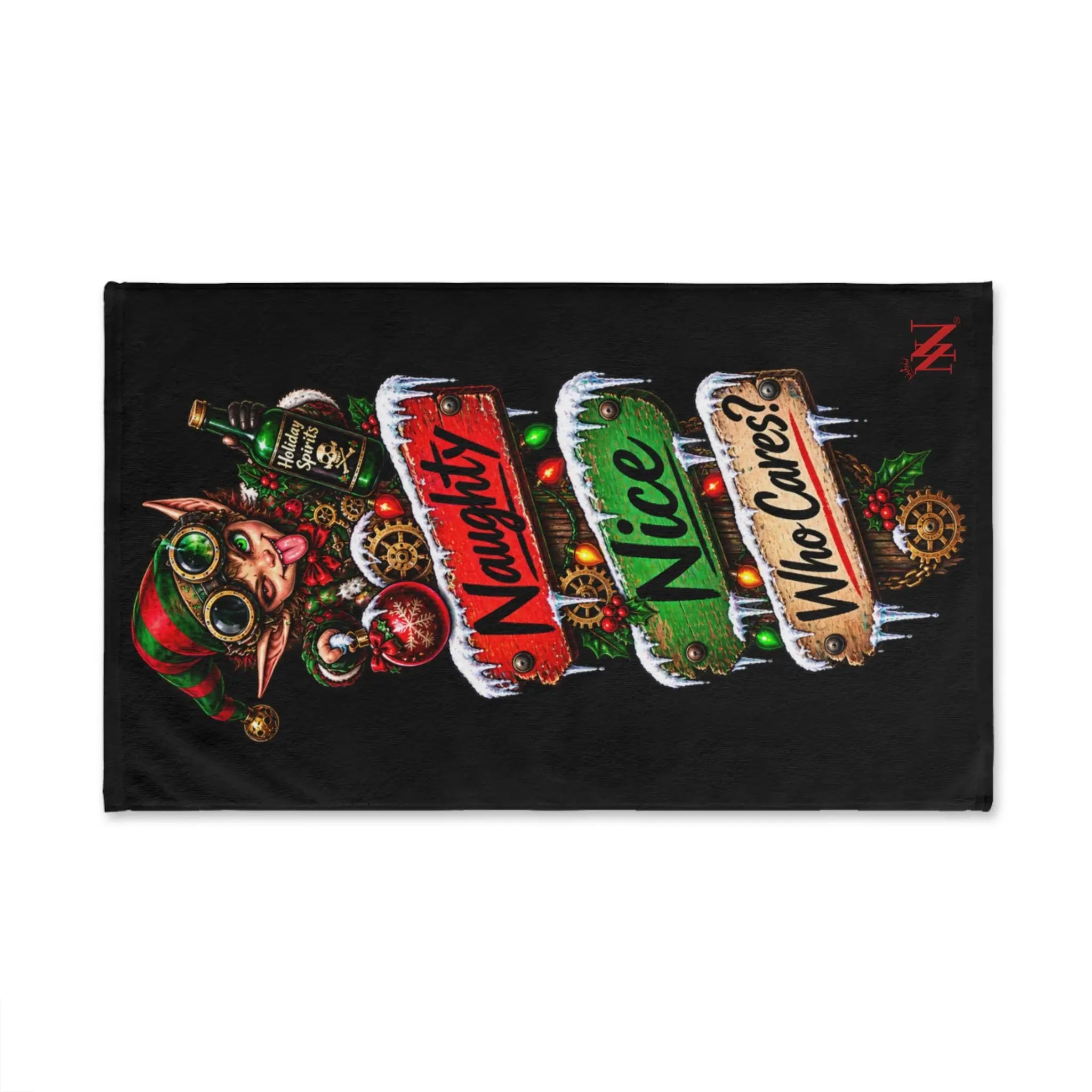 Naughty Nice Who Cares? Christmas | Nectar Napkins Classic Fun-Flirty Lovers’ Towels