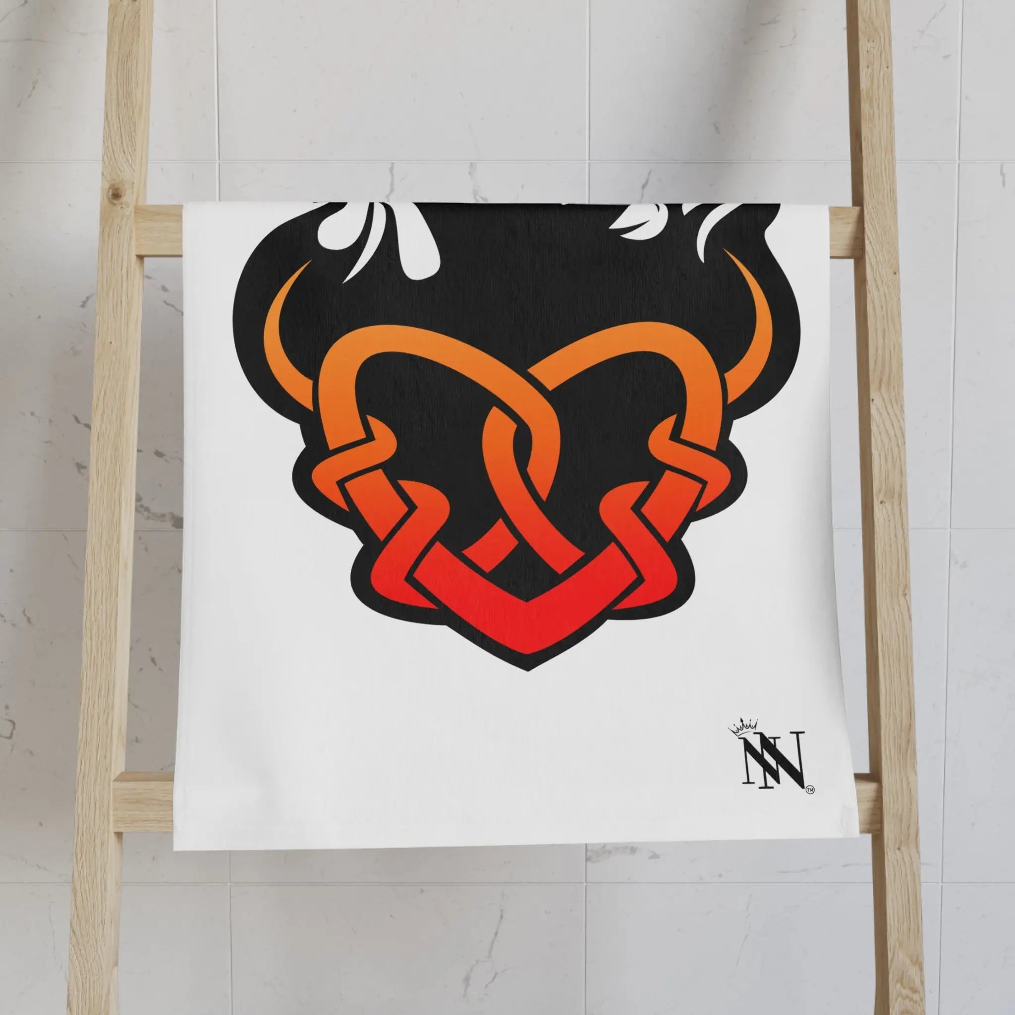 Tribal Heart With Shadow Flames | Mix & Match Classic Fun-Flirty Lovers’ Towels