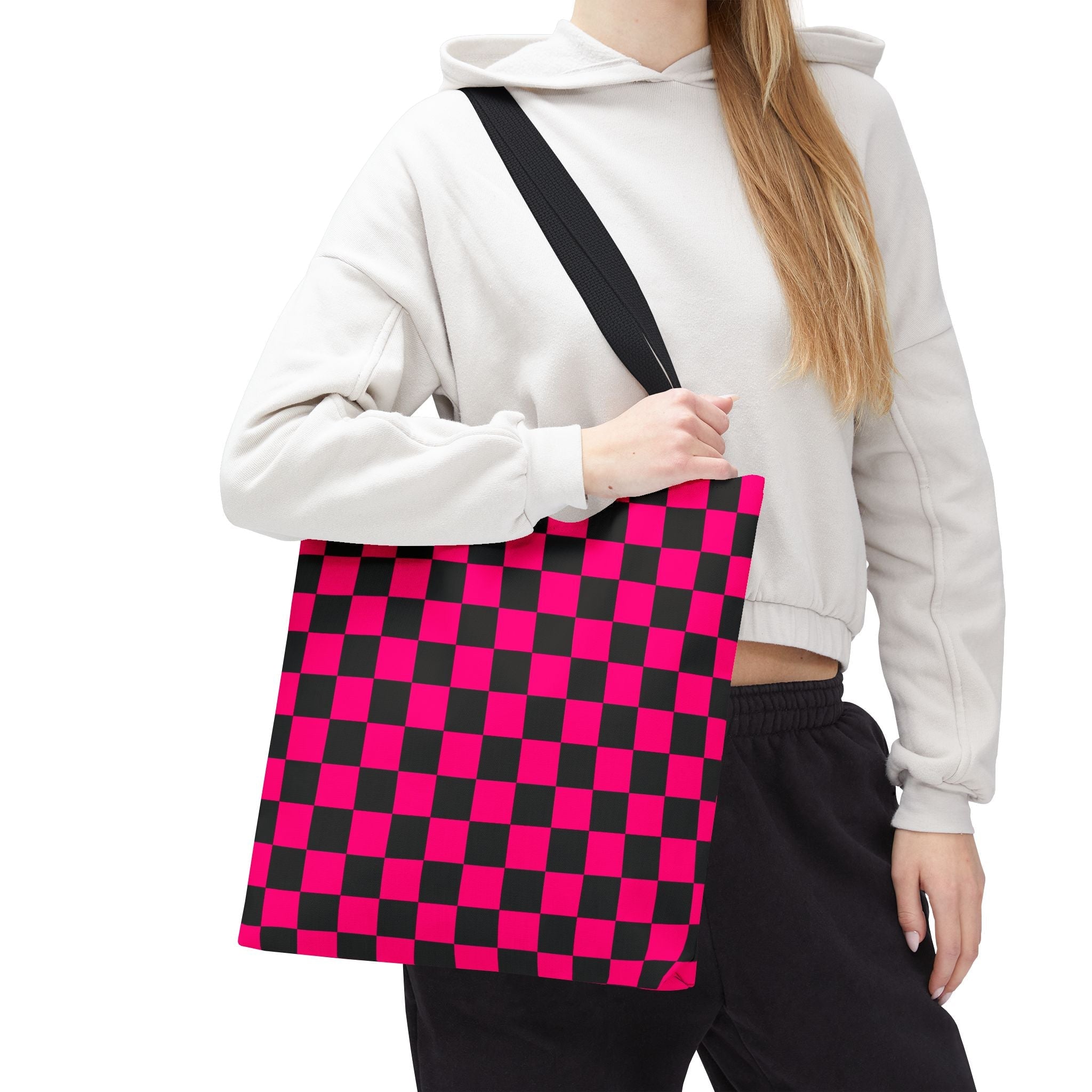 Signature Pink Black Checkers | Mix & Match Fun-Flirty Loversā Totes