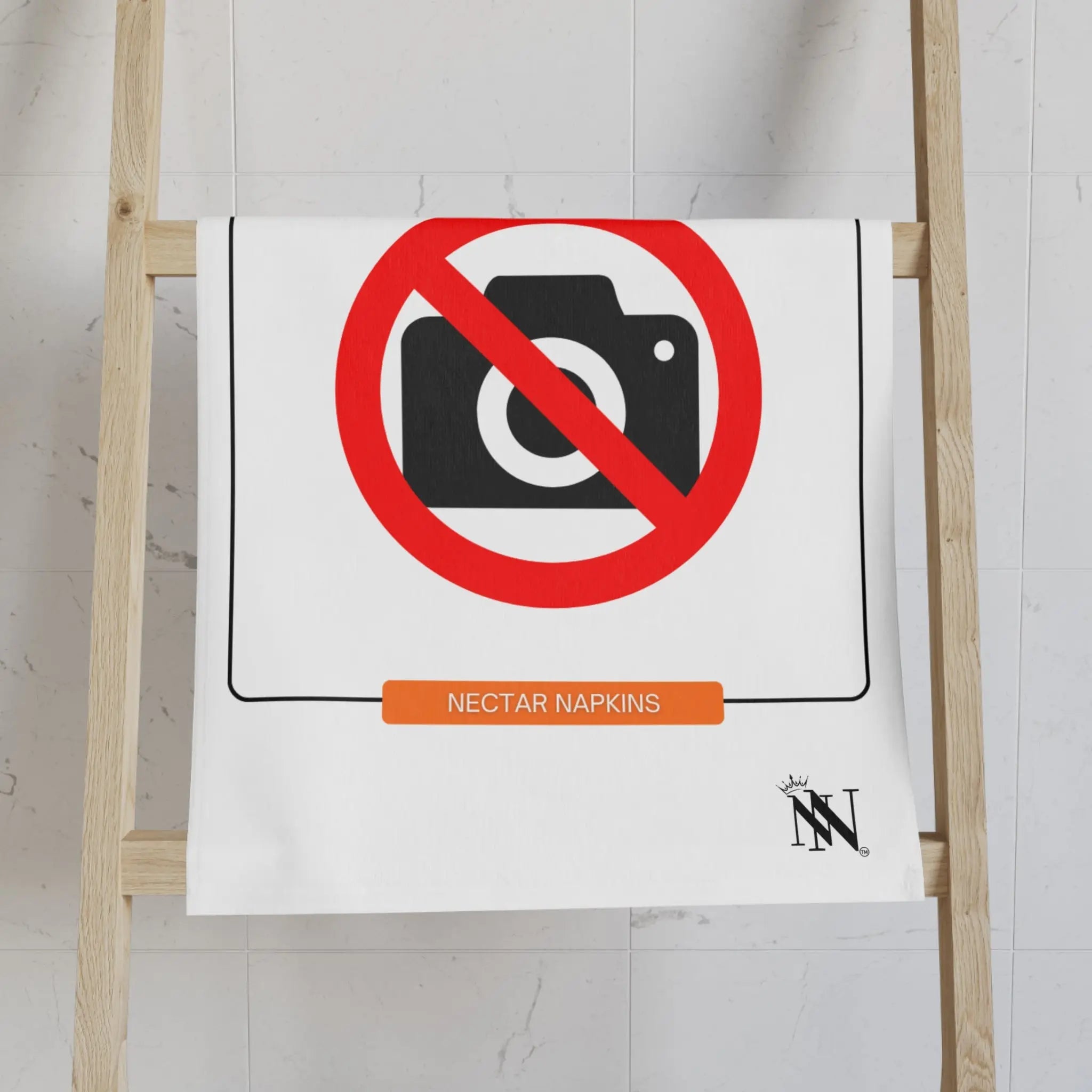 Attention No Photo Sign Cum Towel