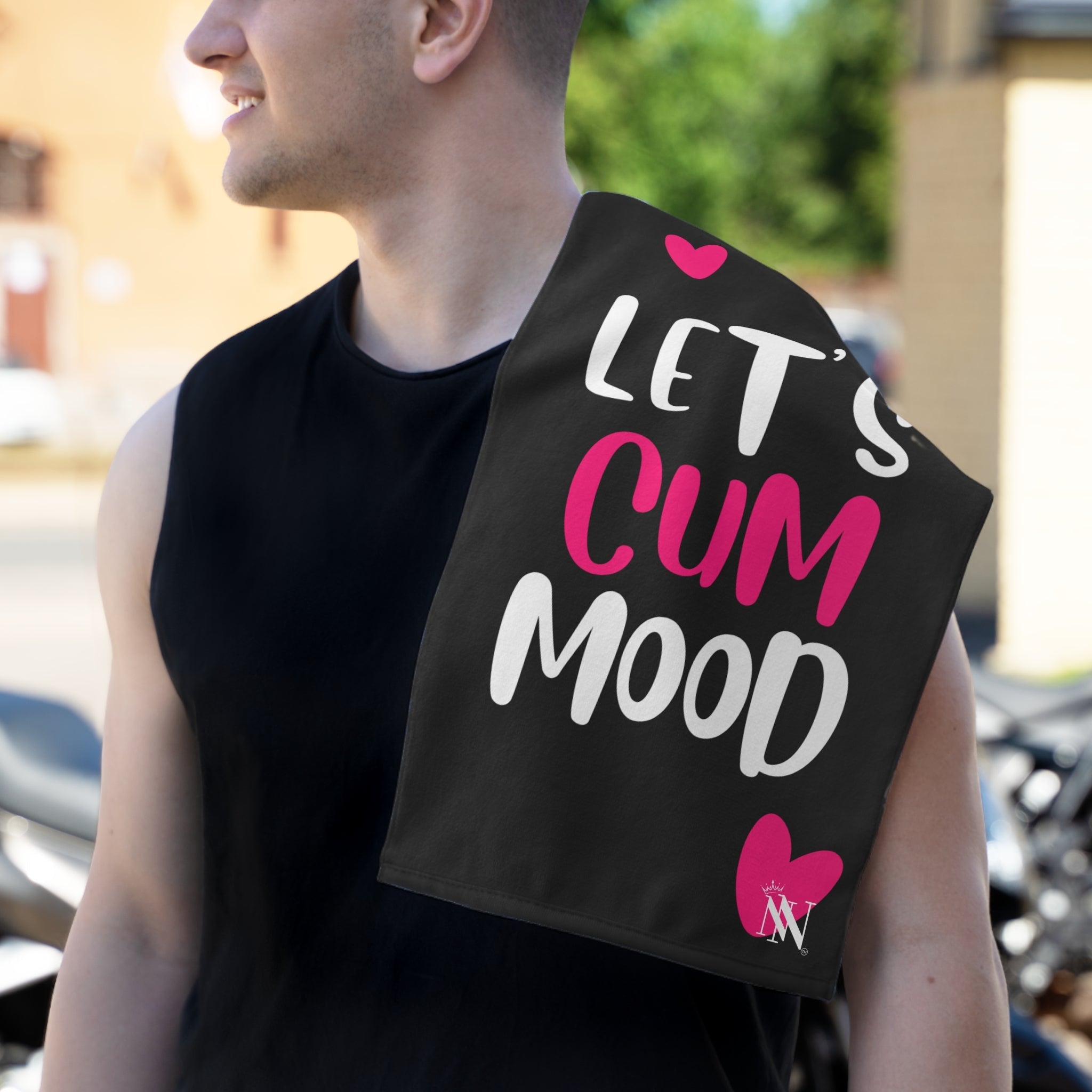 Let’s Cum Mood Hearts Silky Soft Sex Towel