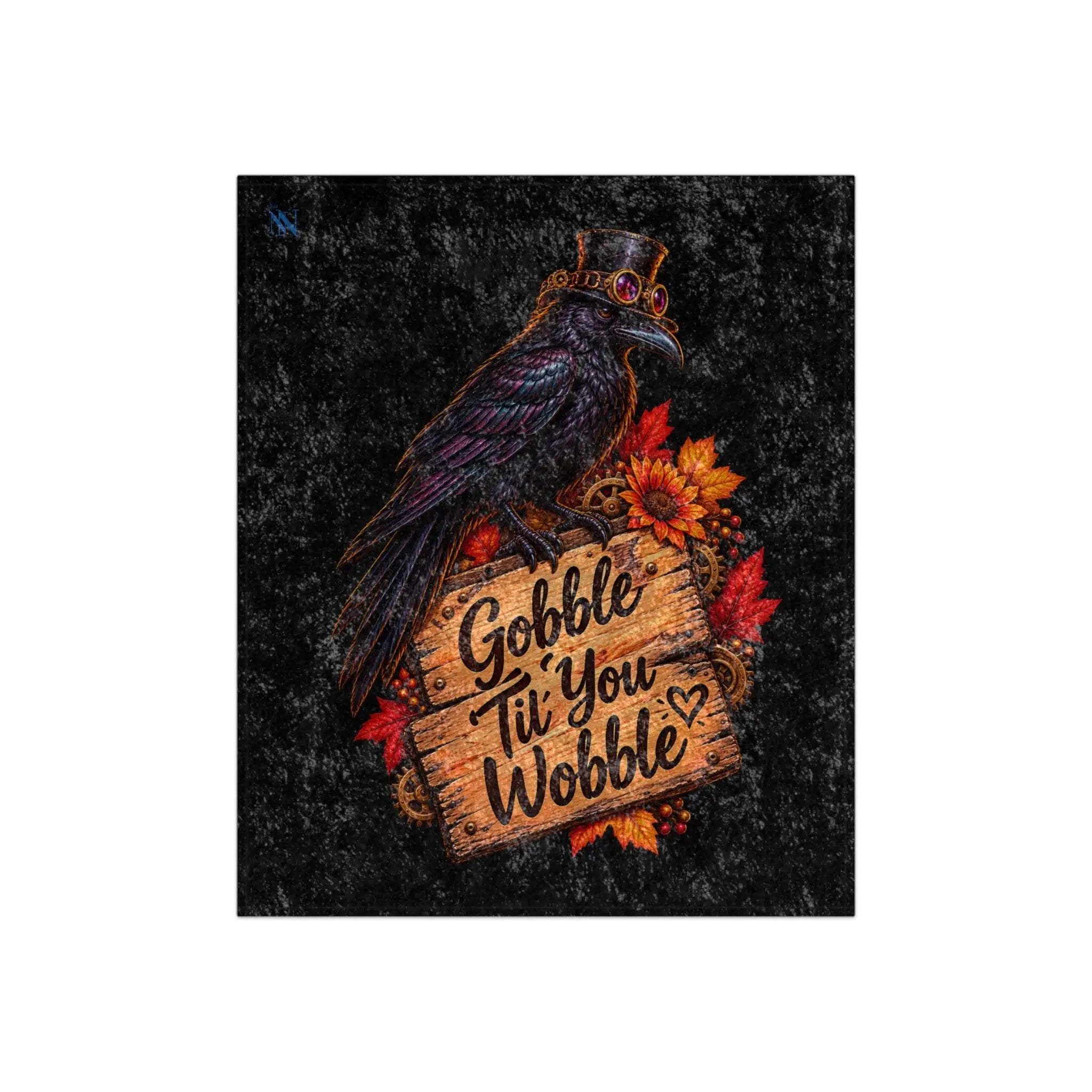 Gobble Tilโ You Wobble Crow | Nectar Napkins Fun-Flirty Loversโ Crushed Velvet Blankets