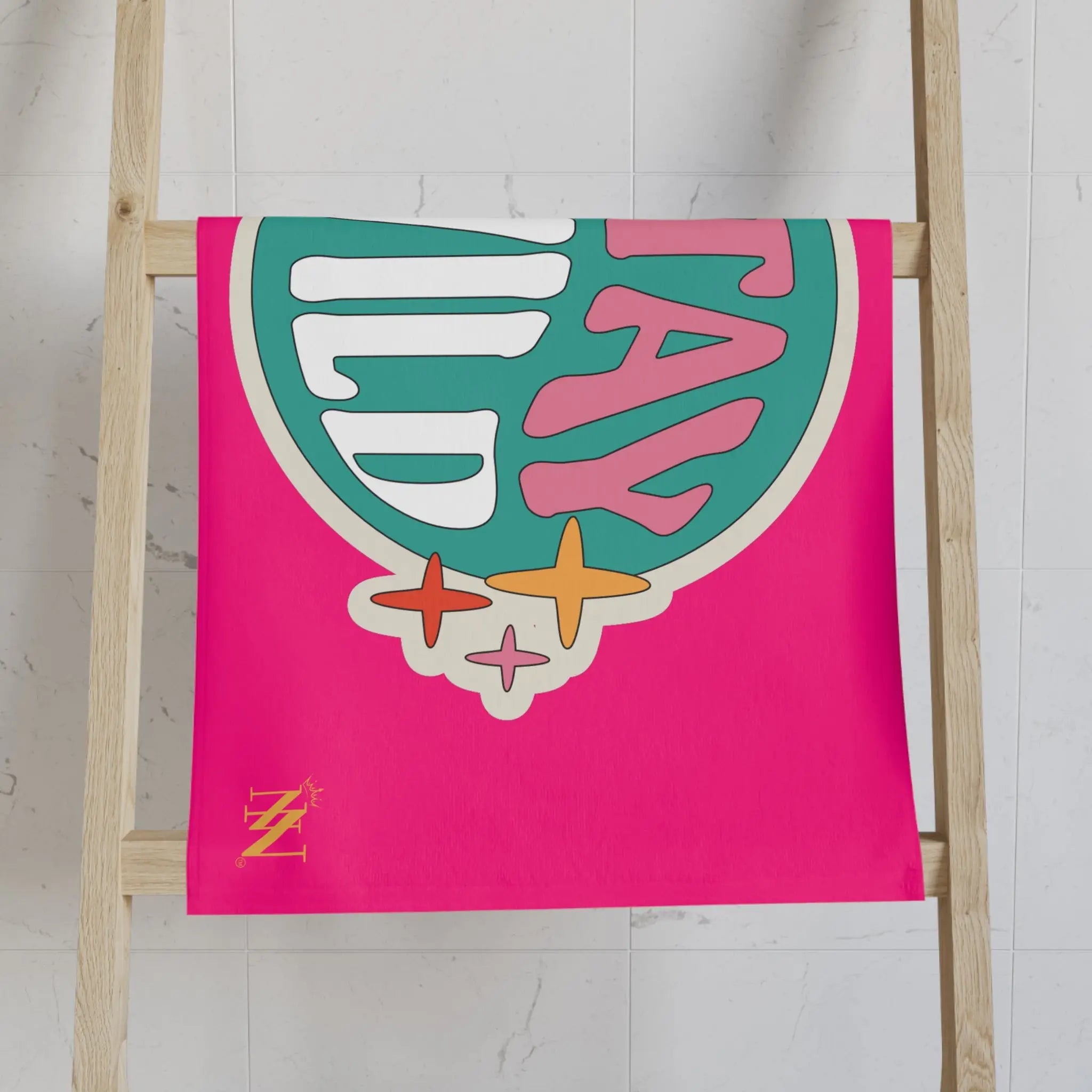 Stay Wild Retro Sticker Signature Pink Cum Towel