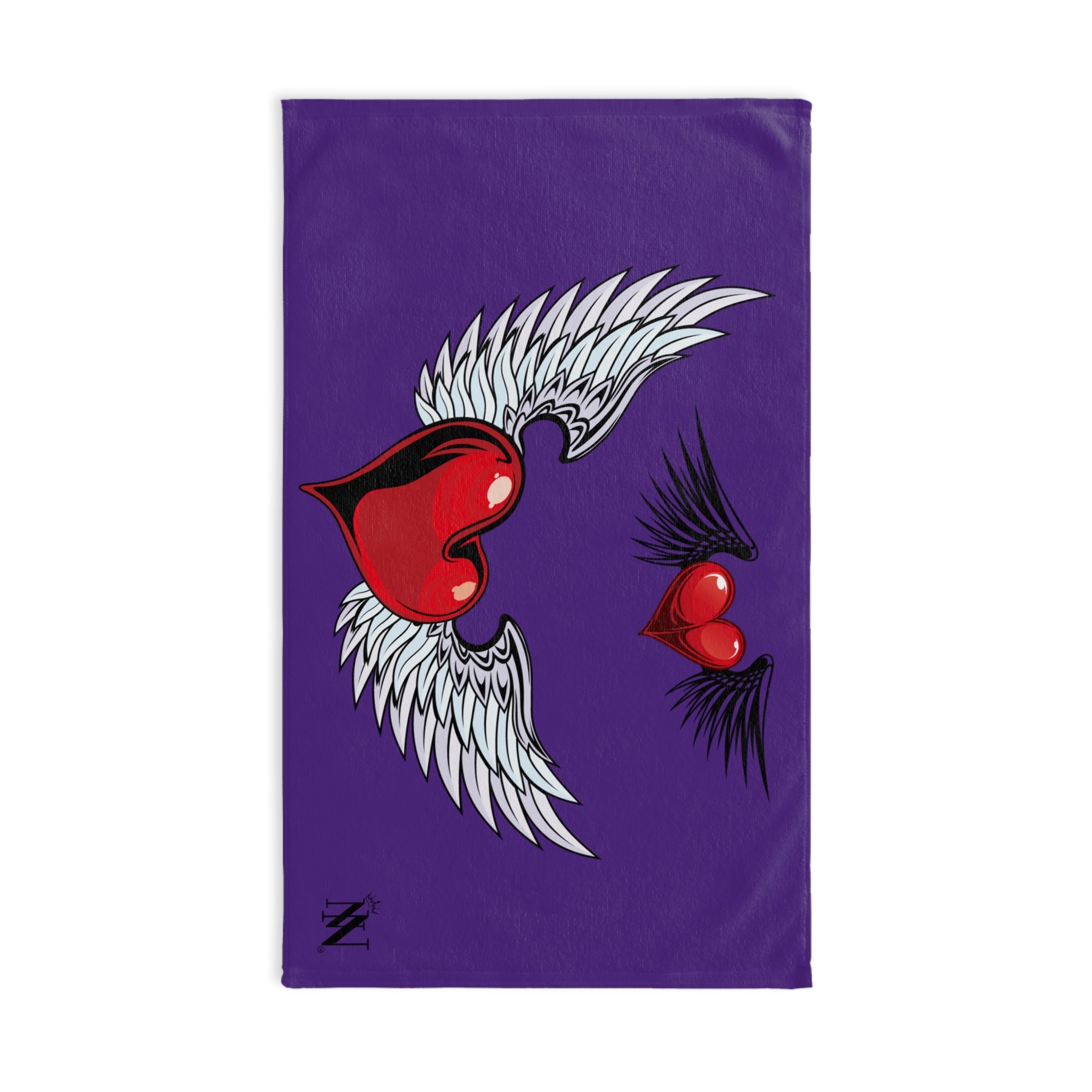 Double Hearts with Wings Purple Cum Towel