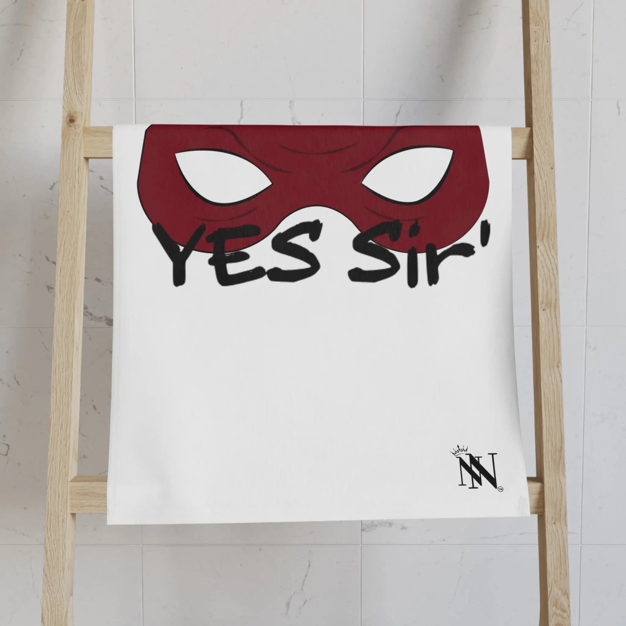 Yes Sir’ Red Mask Horns White | Mix & Match Classic Fun-Flirty Lovers’ Towels