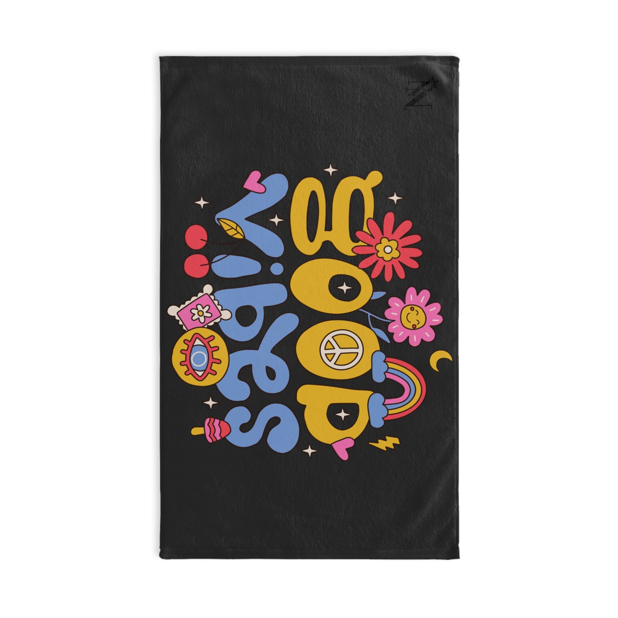 Good Vibes Hippie Flower Dark Grey Cum Towel