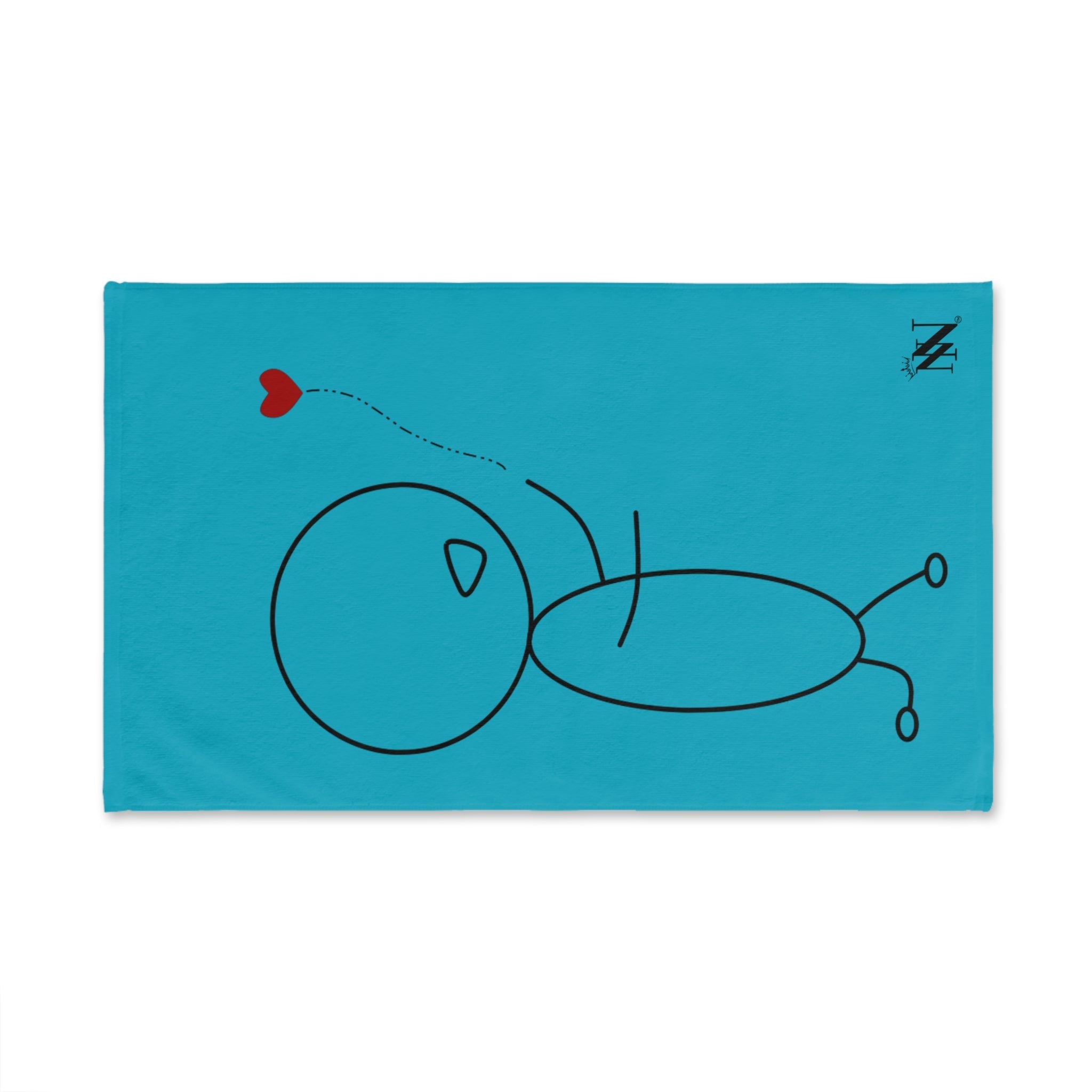 Stick Man Heart Balloon Teal Cum Towel