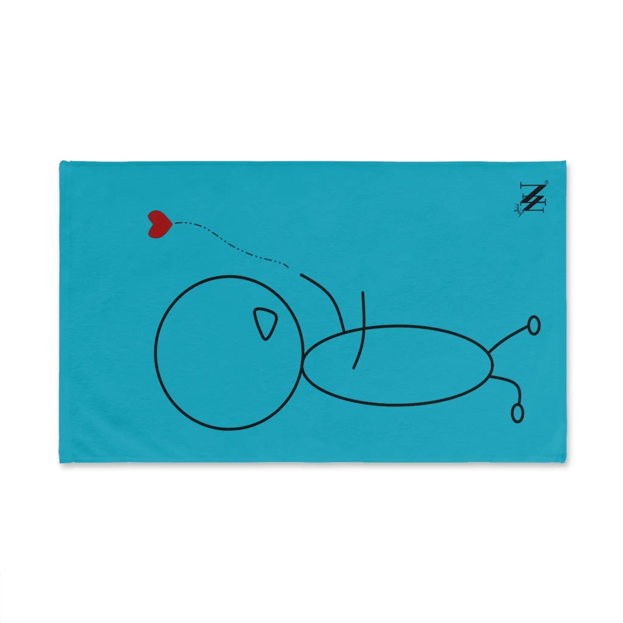 Stick Man Heart Balloon Teal Cum Towel