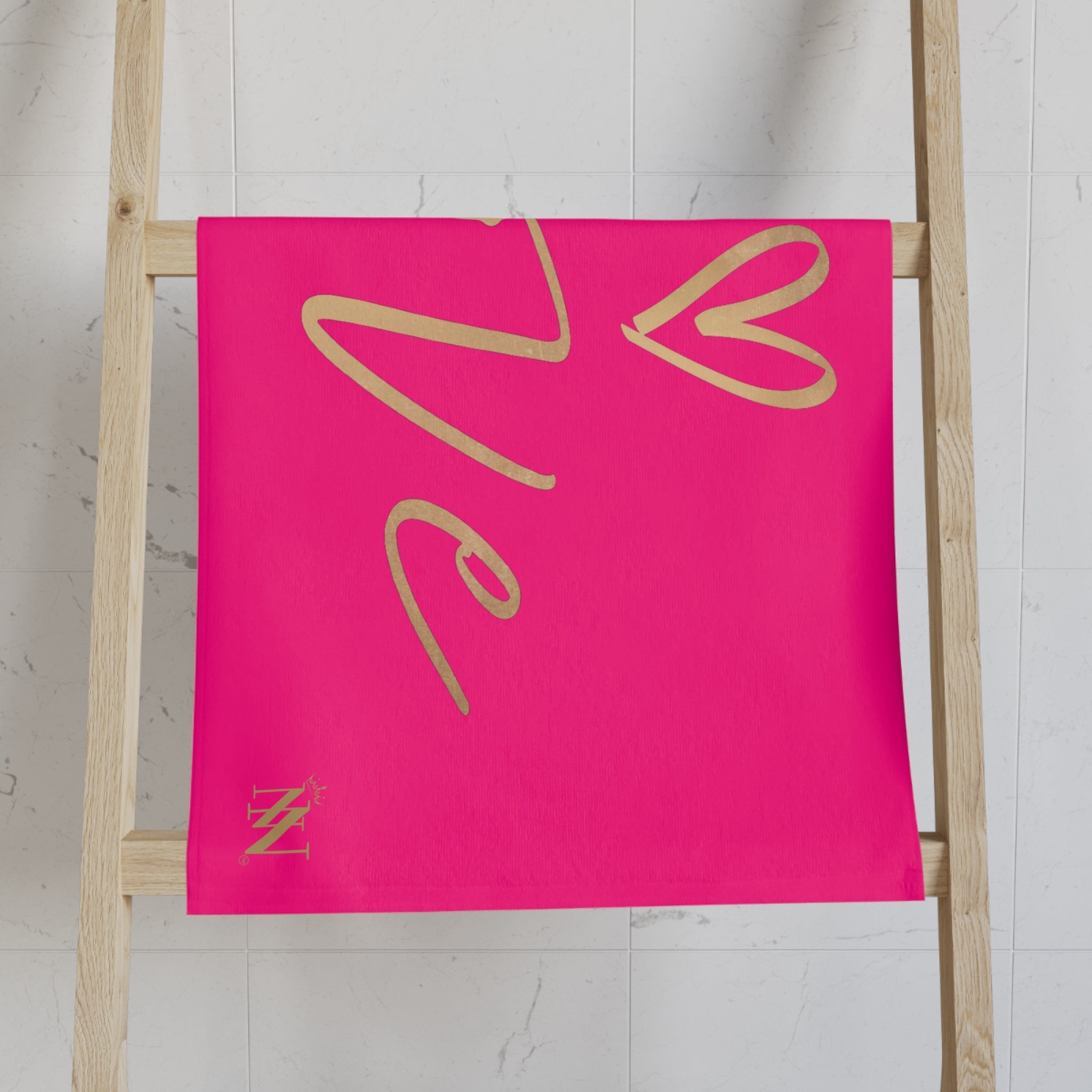 Gold Love Heart Signature Pink Cum Towel