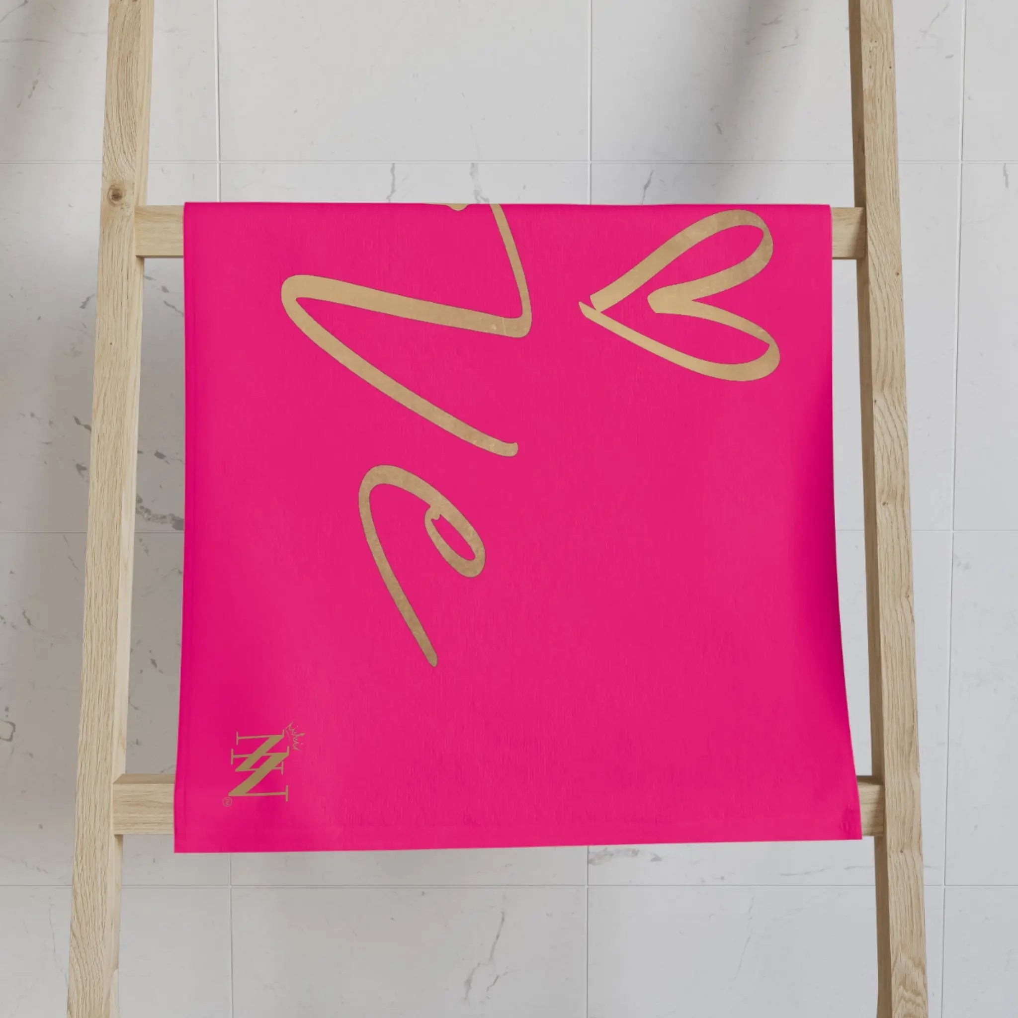 Gold Love Heart Signature Pink Cum Towel