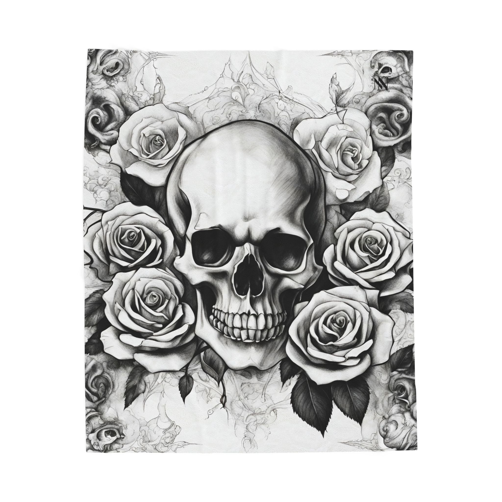 Grey Washed Skull & Roses | Mix & Match Soft Fun-Flirty Lovers’ Blankets
