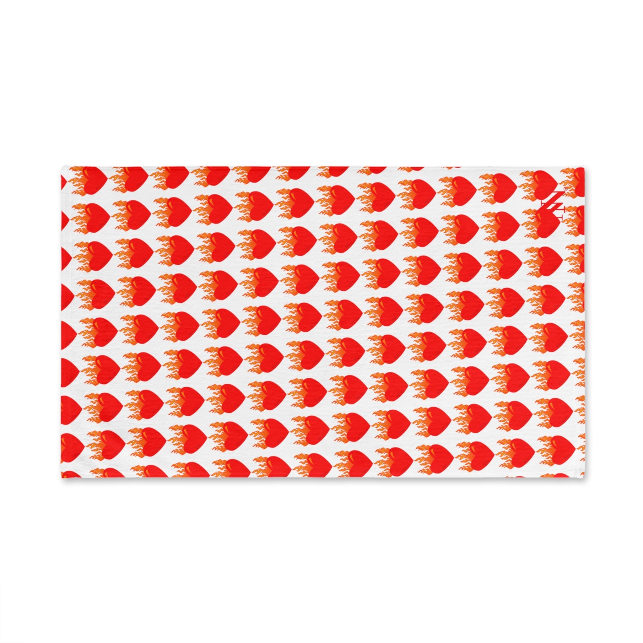Red Flaming Heart Print Cum Towel