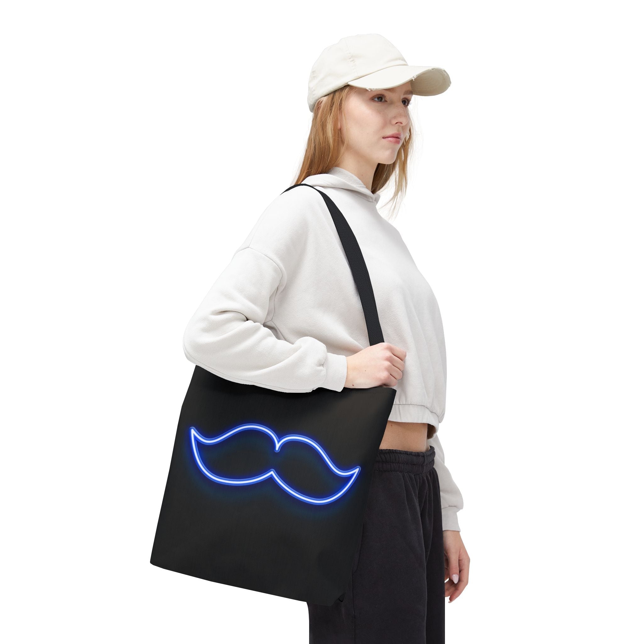 His Mustache Neon Fun Everyday Cute Tote Bag