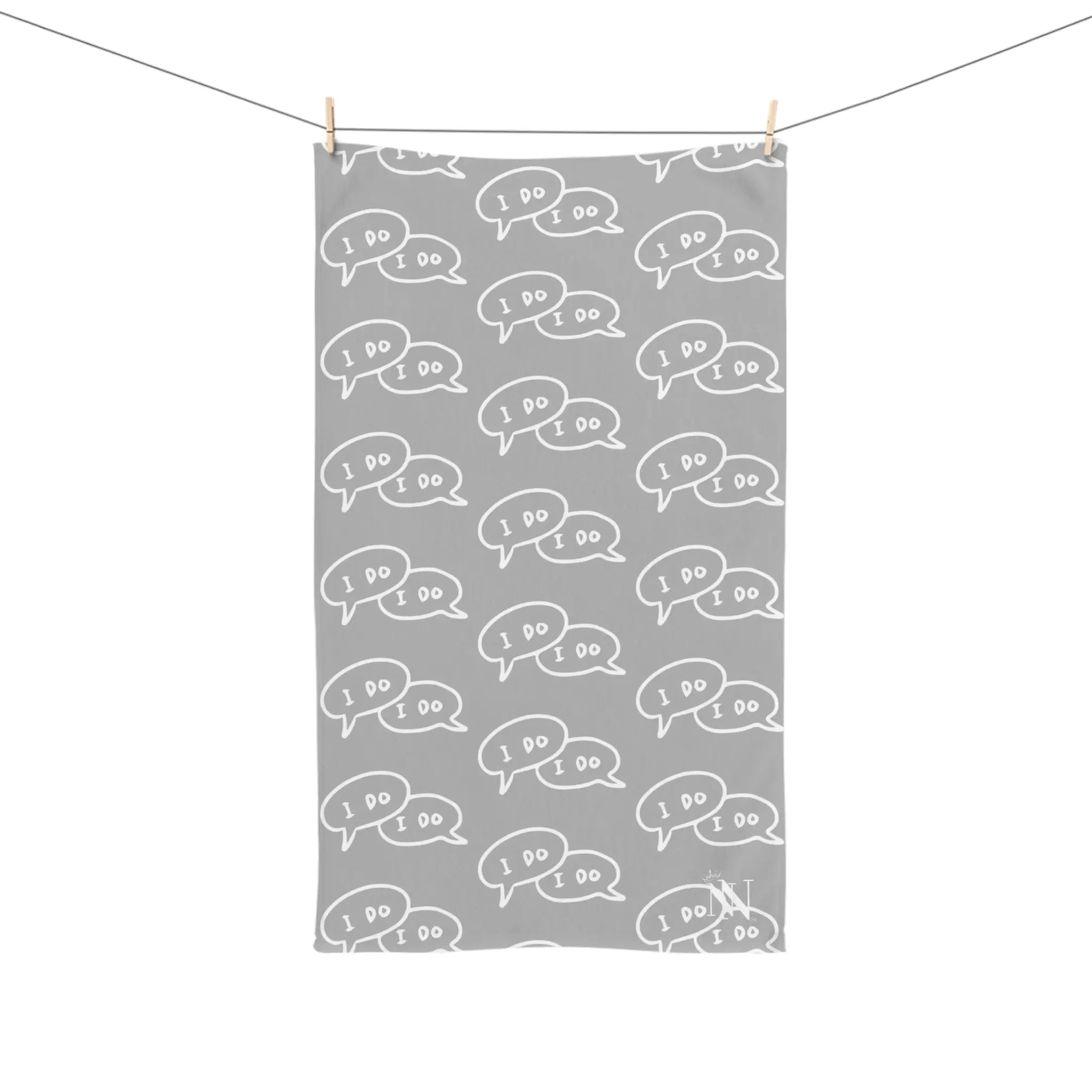 I Do I Do! Pattern Light Grey | Mix & Match Original Fun-Flirty Lovers’ Towels