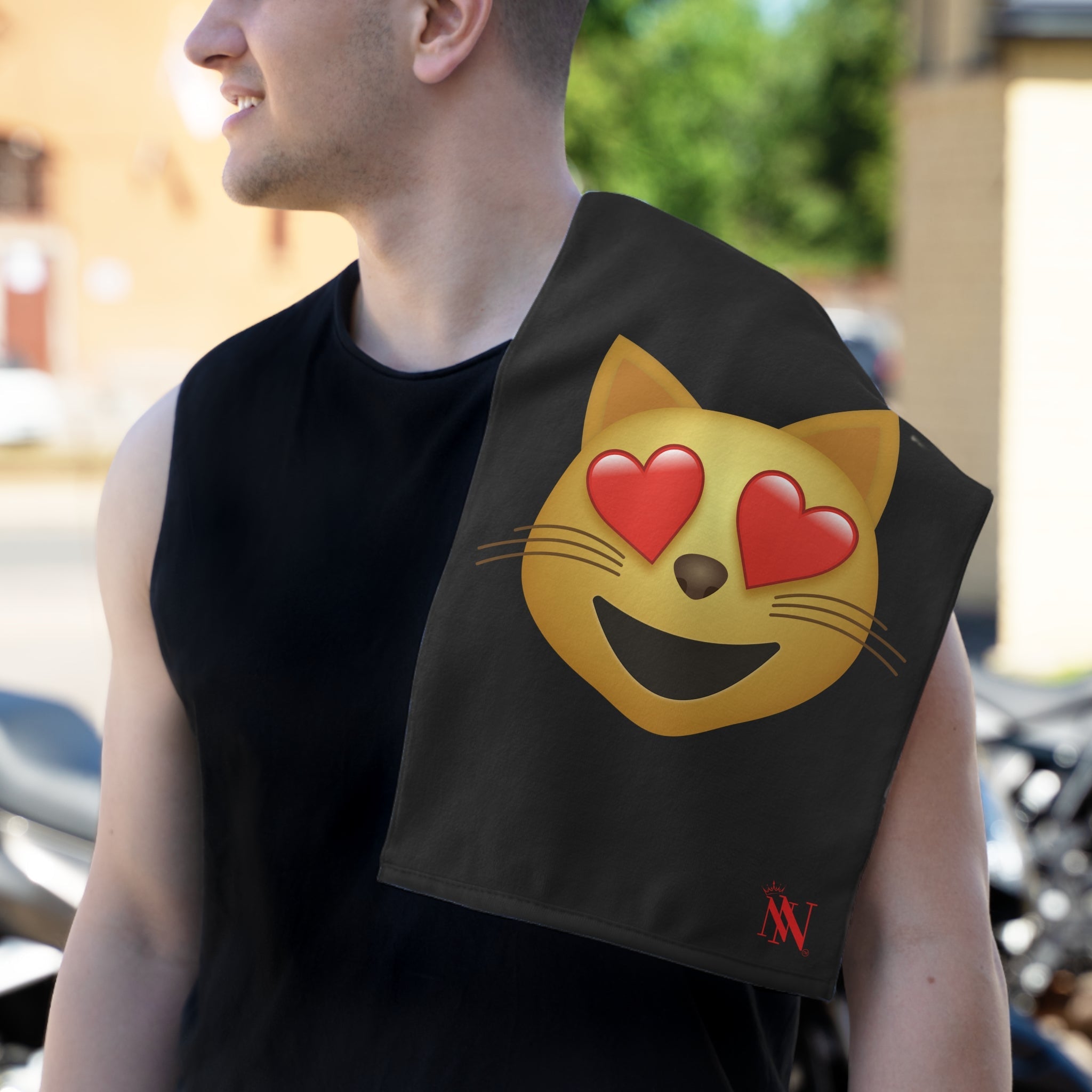 Kitty Love Emoji Black | Mix & Match Soft Fun-Flirty Lovers’ Towels