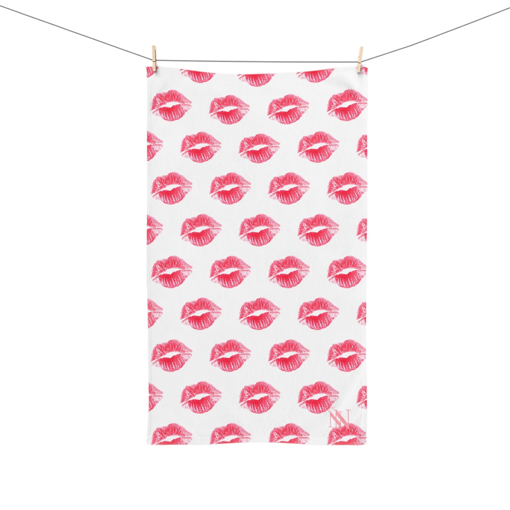 Lips Kiss Mark Pattern White Cum Towel