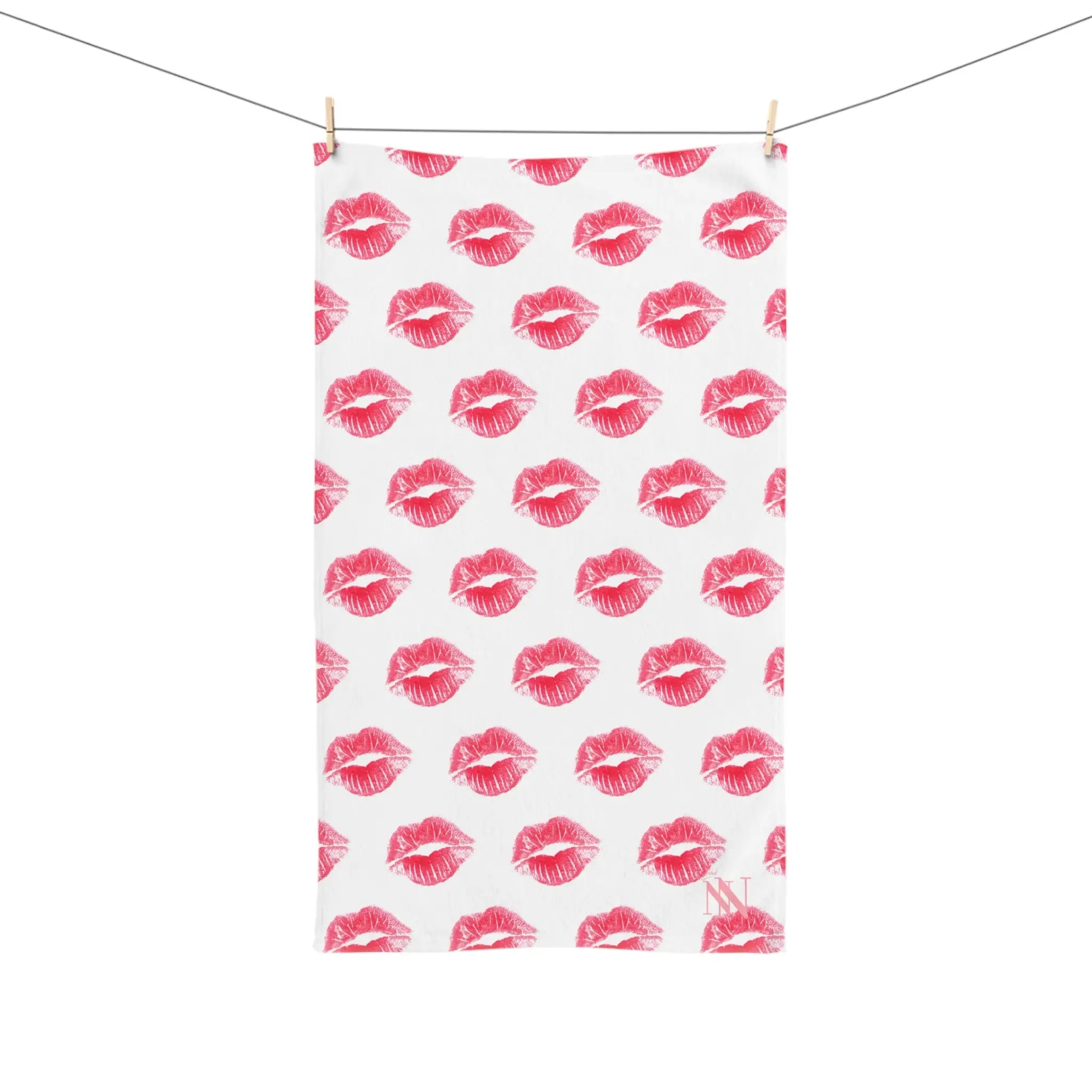 Lips Kiss Mark Pattern White Cum Towel
