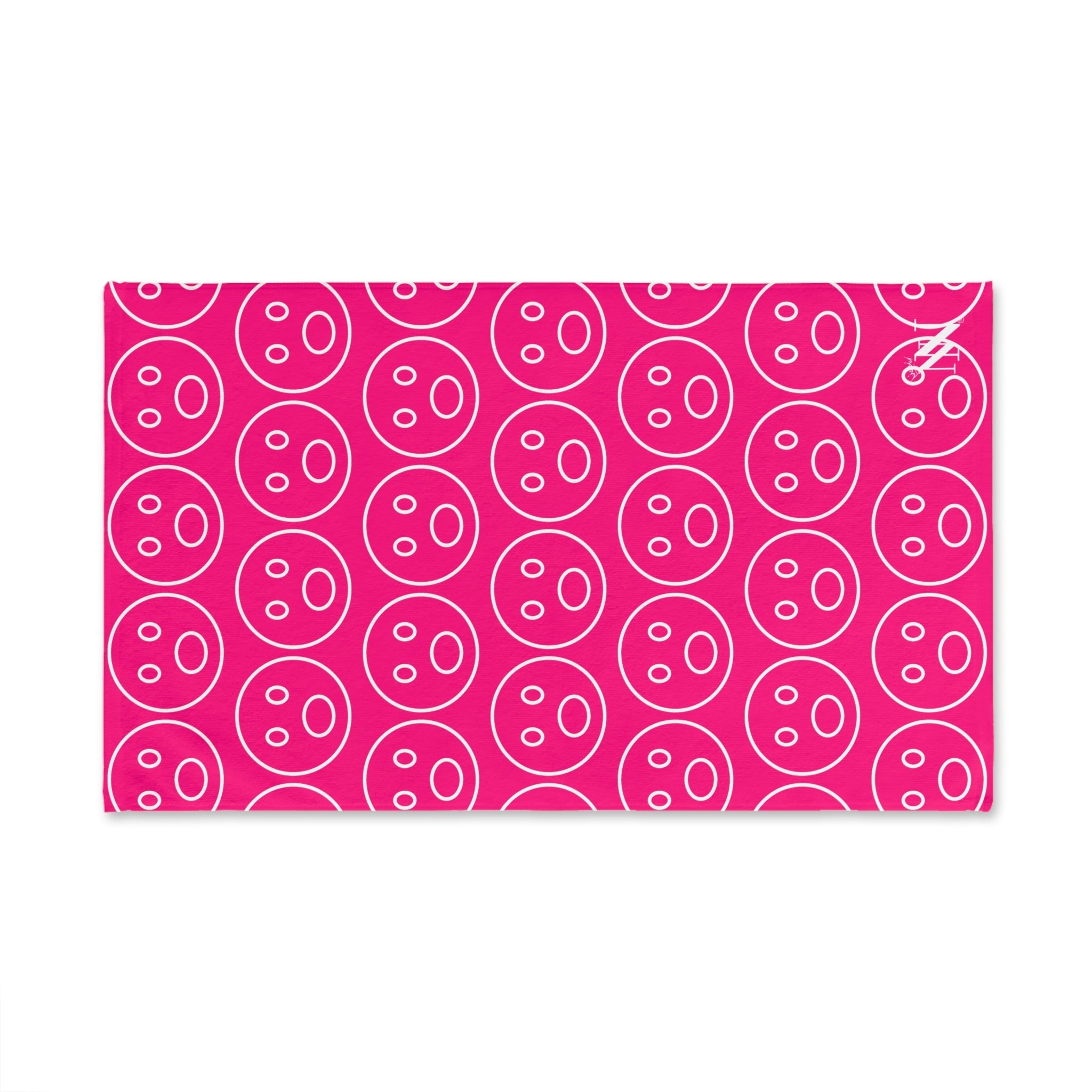 Surprised Emoji Pattern Signature Pink Cum Towel