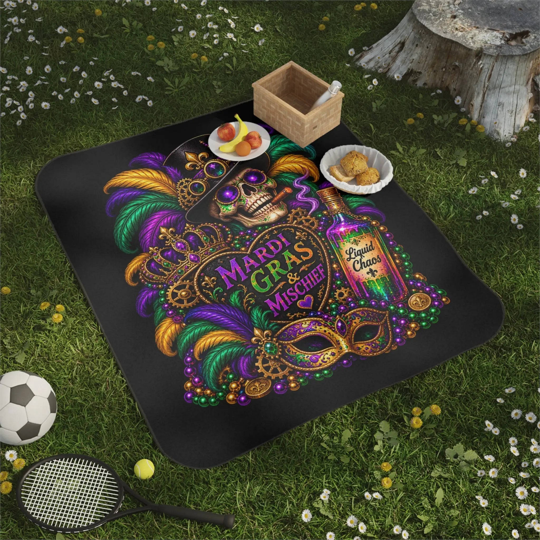 Mardi Gras & Mischief Skull Water-Resistant Sex Blanket