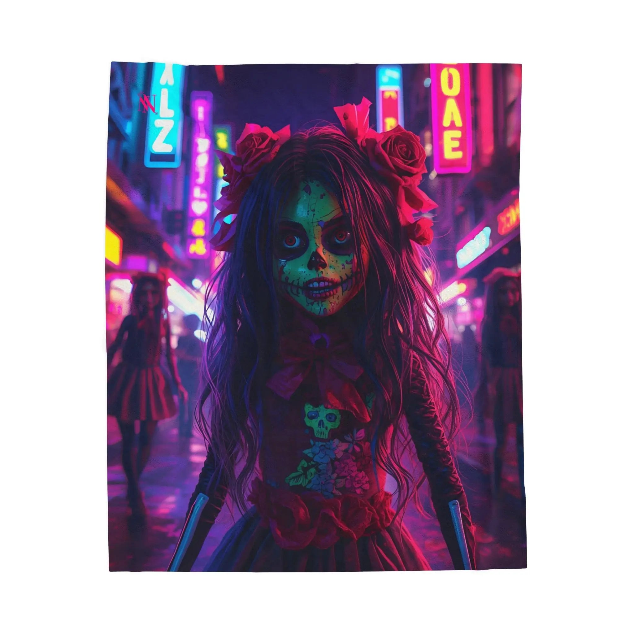 El Día de los Muertos Doll Graphic | Mix & Match Velveteen Fun-Flirty Lovers’ Blankets