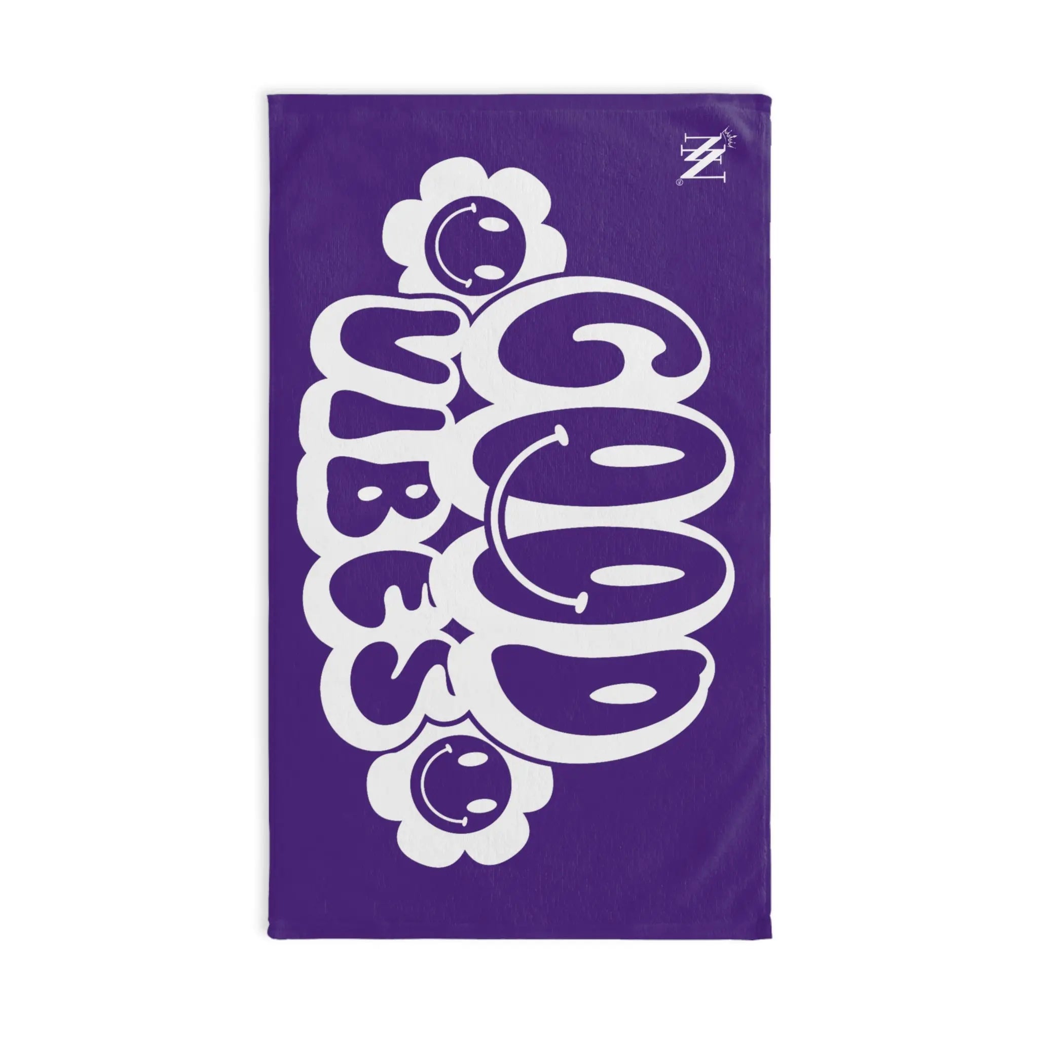 Smiley Happy Face Good Vibes Purple Cum Towel