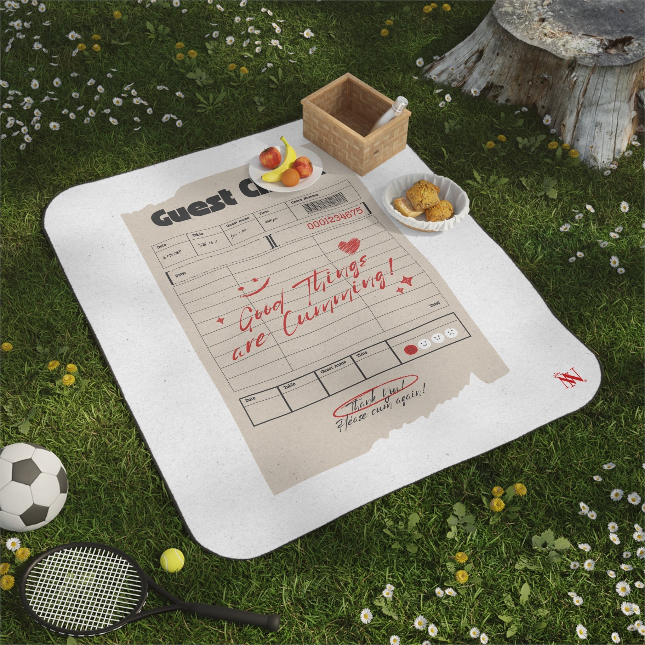 Good Things Are Cumming! Vintage Guest Check | Mix Match Fun-Flirty Lovers’ Water-Resistant Blankets