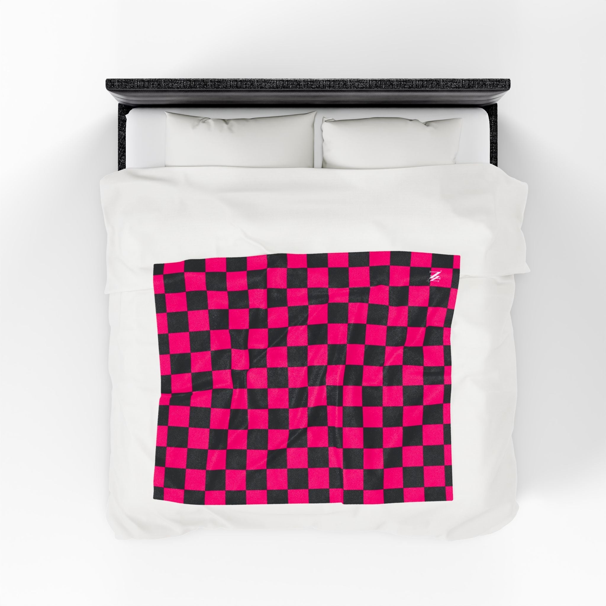 Signature Pink Black Checkers | Mix & Match Velveteen Fun-Flirty Lovers’ Blankets