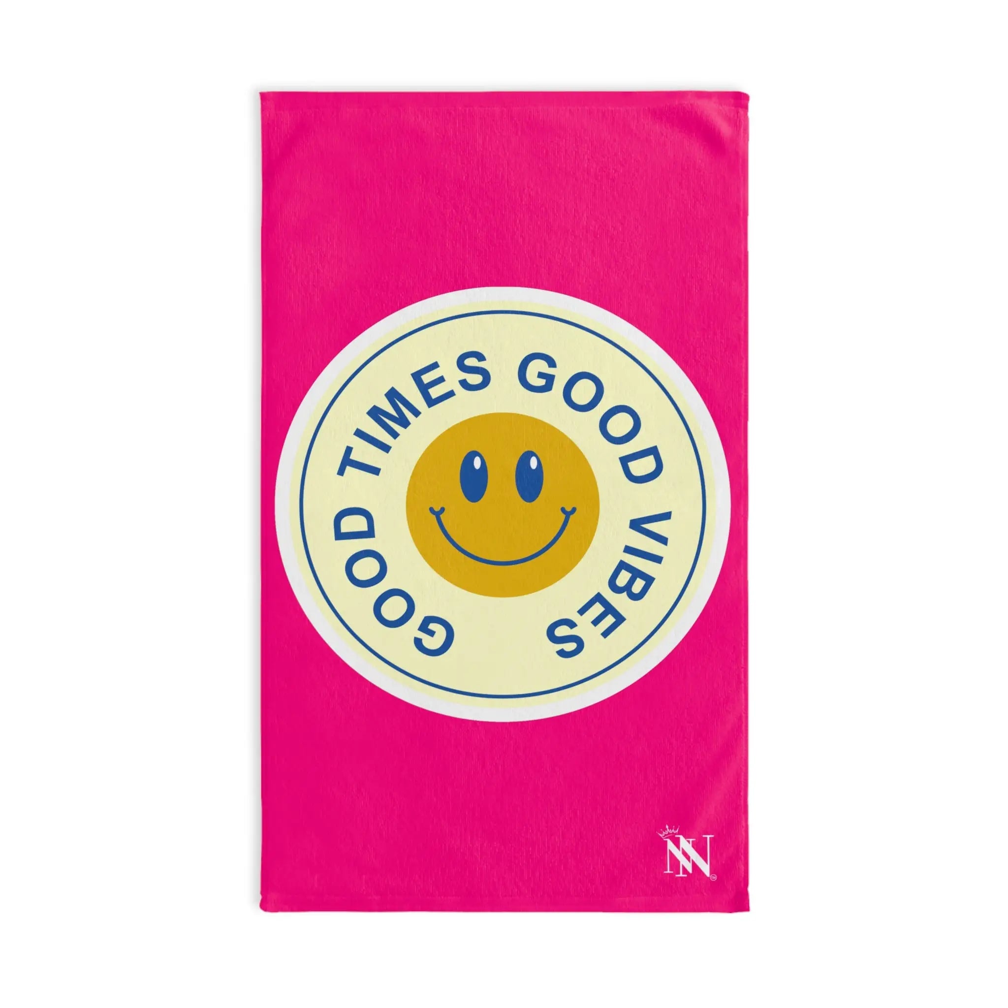 Good Times Good Vibes Happy Face Signature Pink Cum Towel