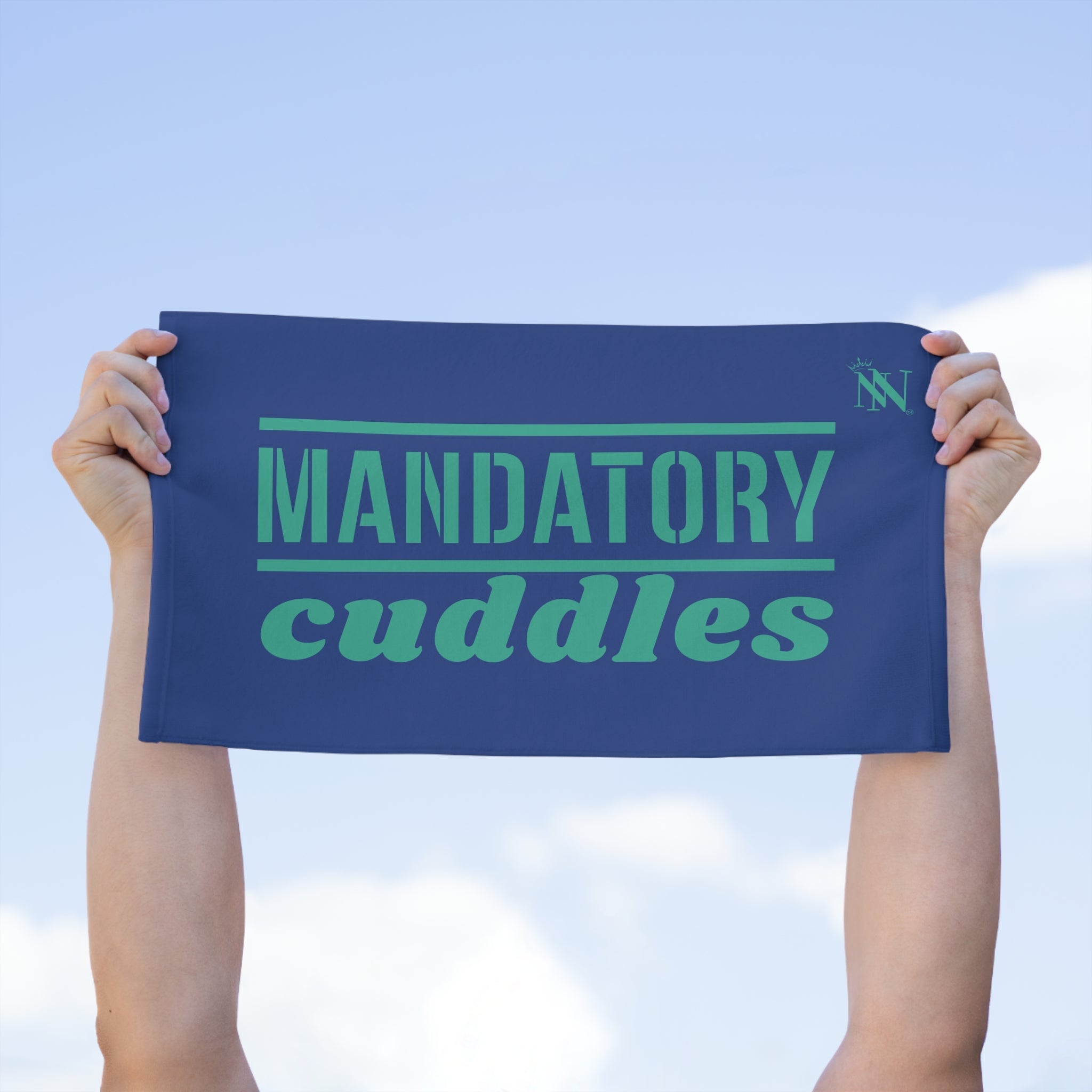 Mandatory Cuddles Blue | Mix & Match Soft Fun-Flirty Lovers’ Towels