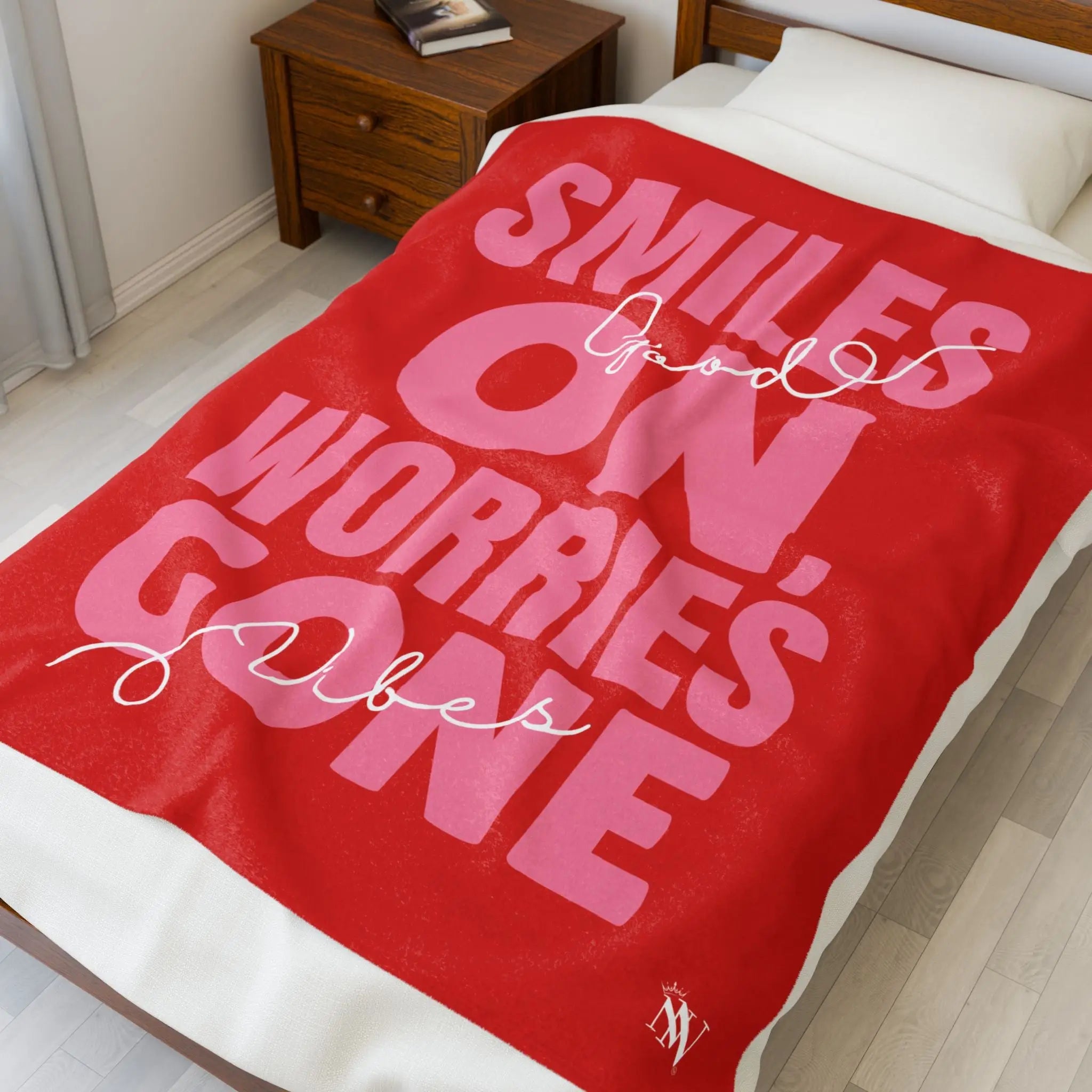 Smiles On Worries Gone Good Vibes | Mix & Match Velveteen Fun-Flirty Lovers’ Blankets