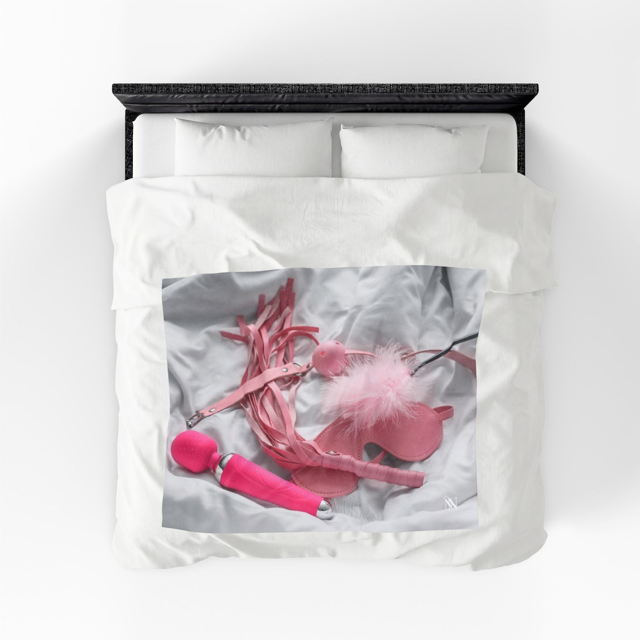Kinky Pink Sex Toys & Feather Photograph | Mix & Match Soft Fun-Flirty Loversā Blankets