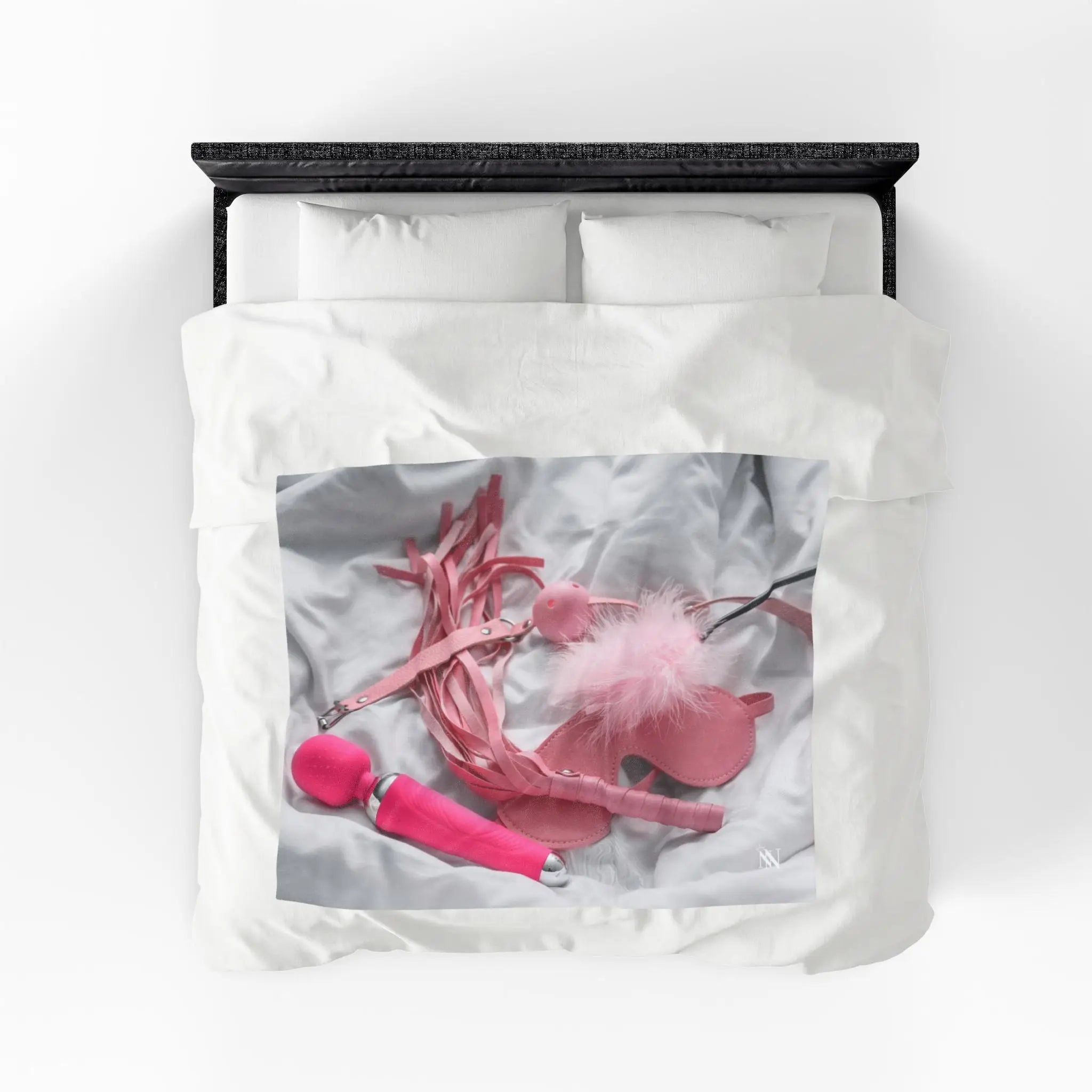 Kinky Pink Sex Toys & Feather Photograph | Mix & Match Soft Fun-Flirty Lovers’ Blankets
