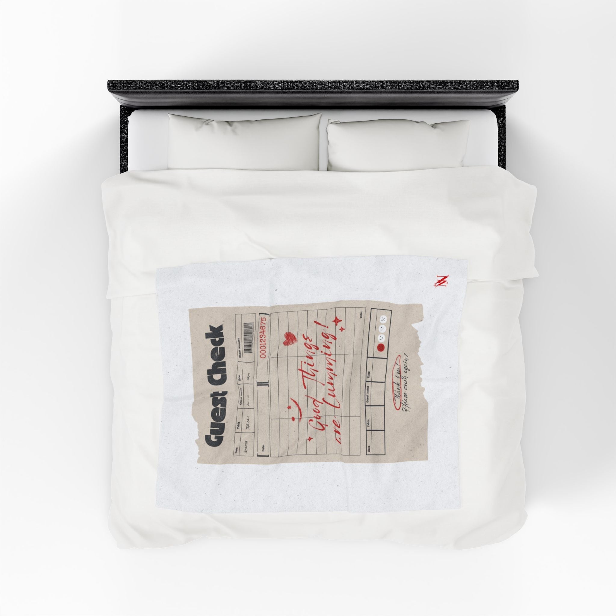 Good Things Are Cumming! Vintage Guest Check | Mix & Match Velveteen Fun-Flirty Lovers’ Blankets
