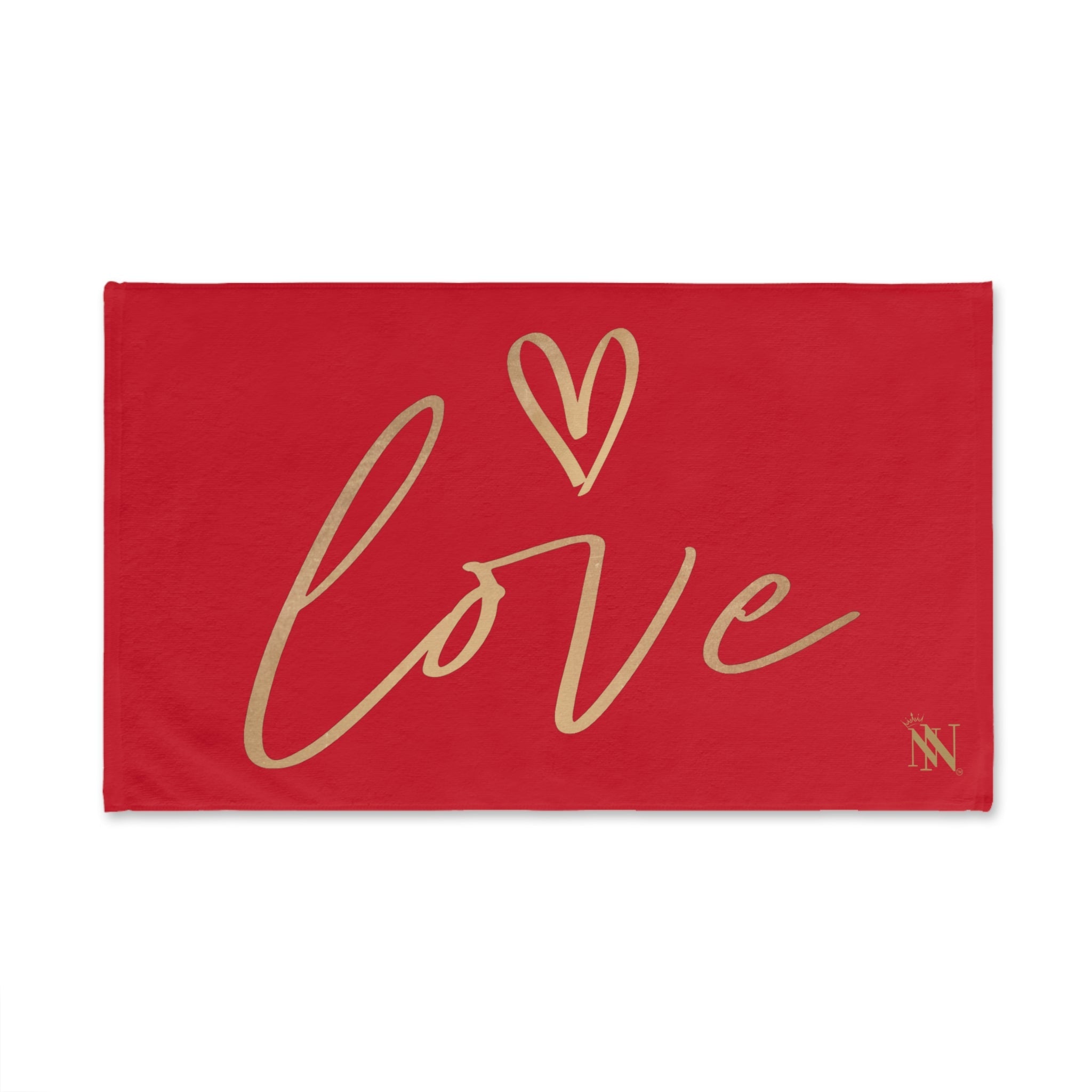 Gold Love Heart Red Cum Towel