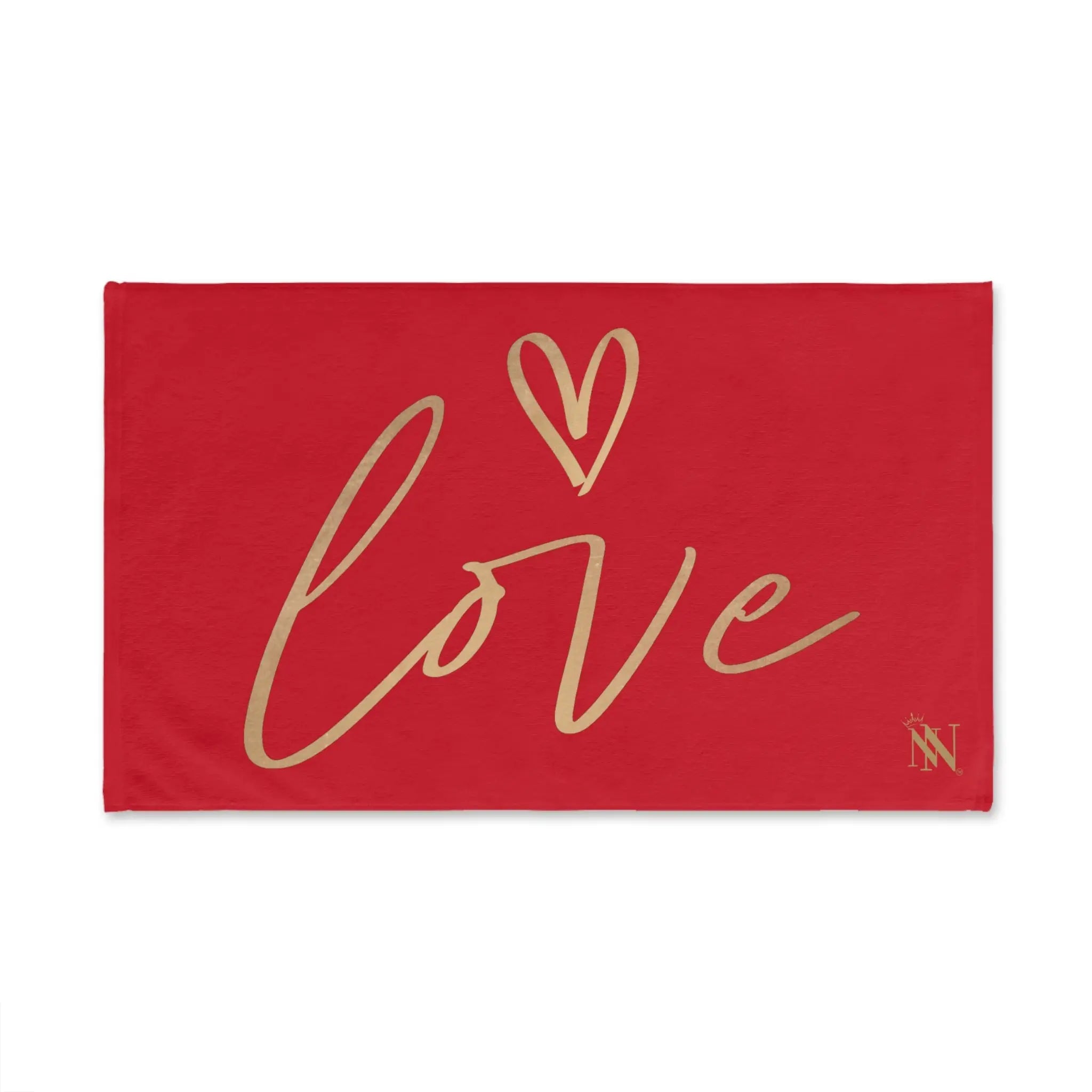 Gold Love Heart Red Cum Towel