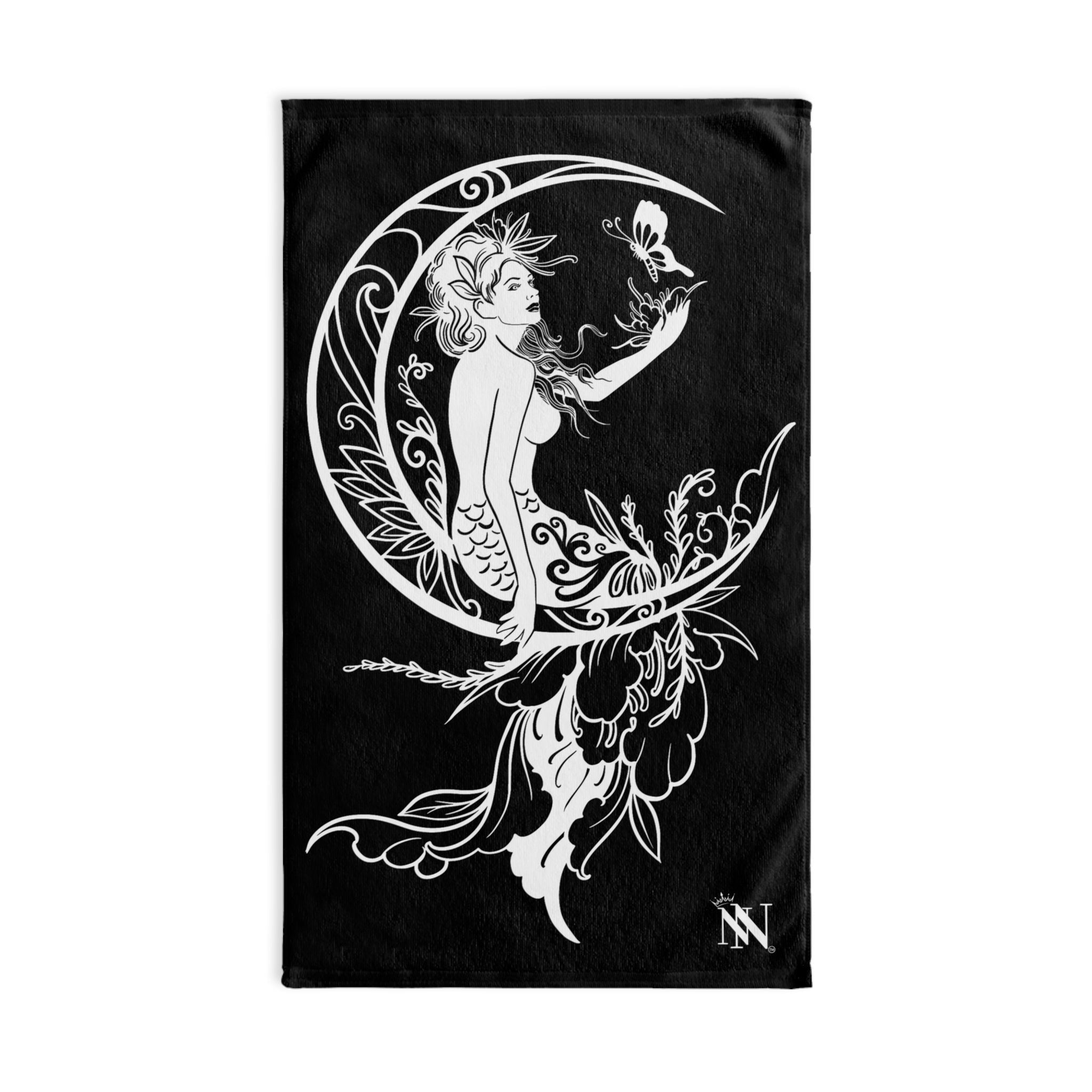 Mermaid On Moon Black Cum Towel