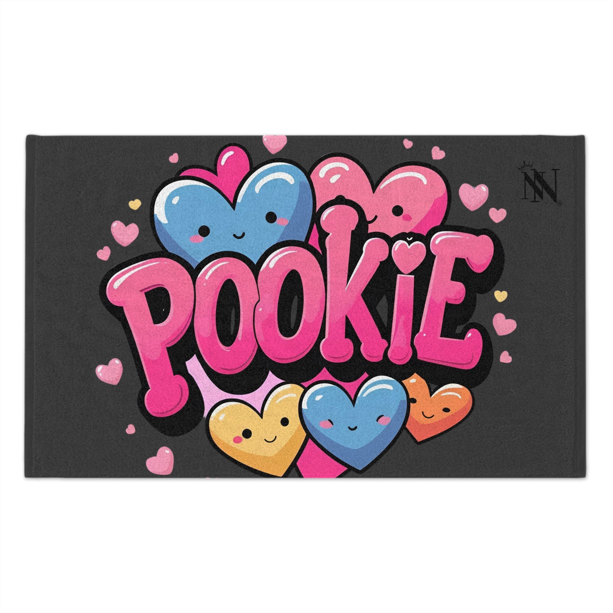 Cute Pookie Hearts Dark Grey | Mix & Match Soft Fun-Flirty Lovers’ Towels