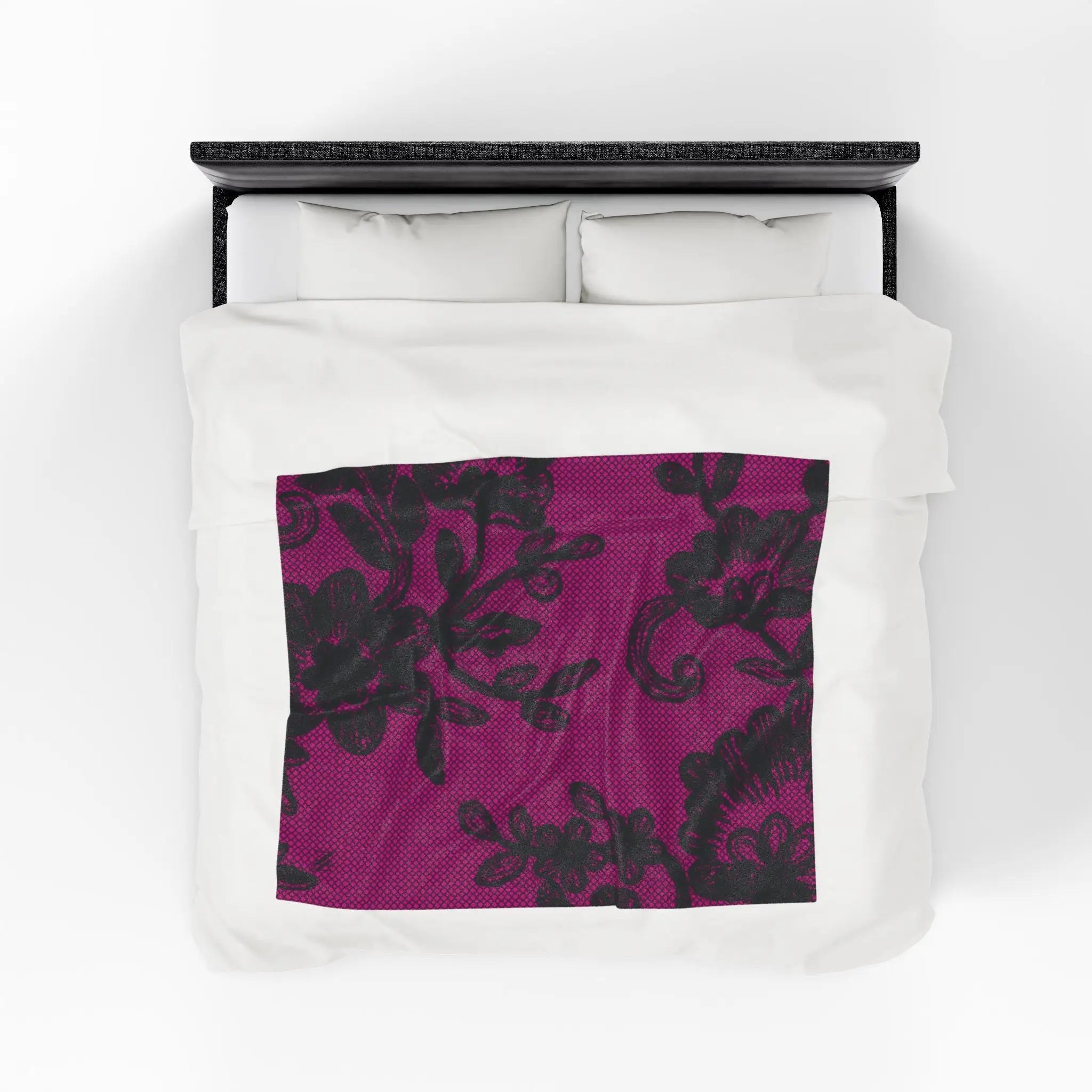 Black Lace Print Pink | Mix & Match Velveteen Fun-Flirty Lovers’ Blankets