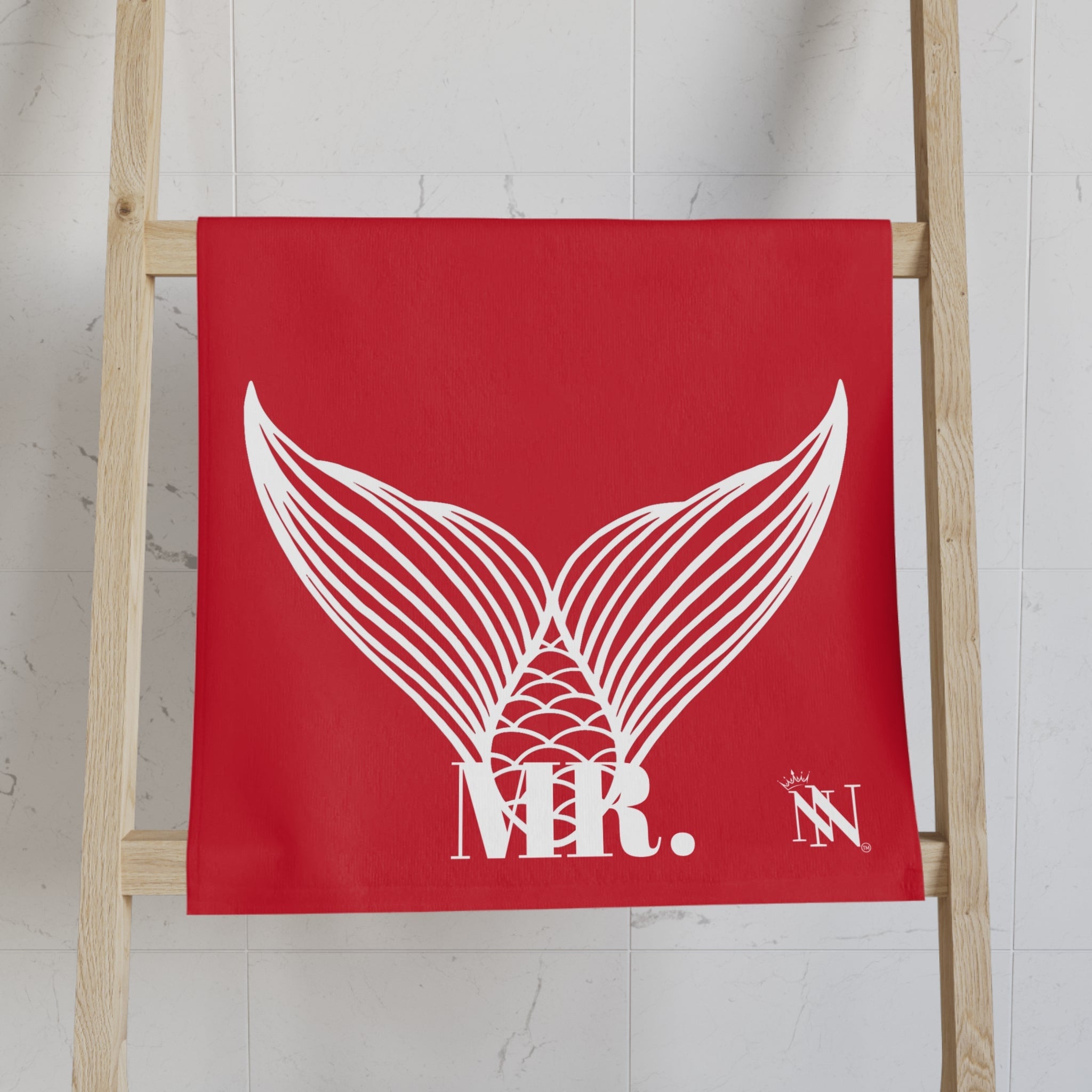 Mr. Mrs. Mermaid Shareable Sides Red Cum Towel