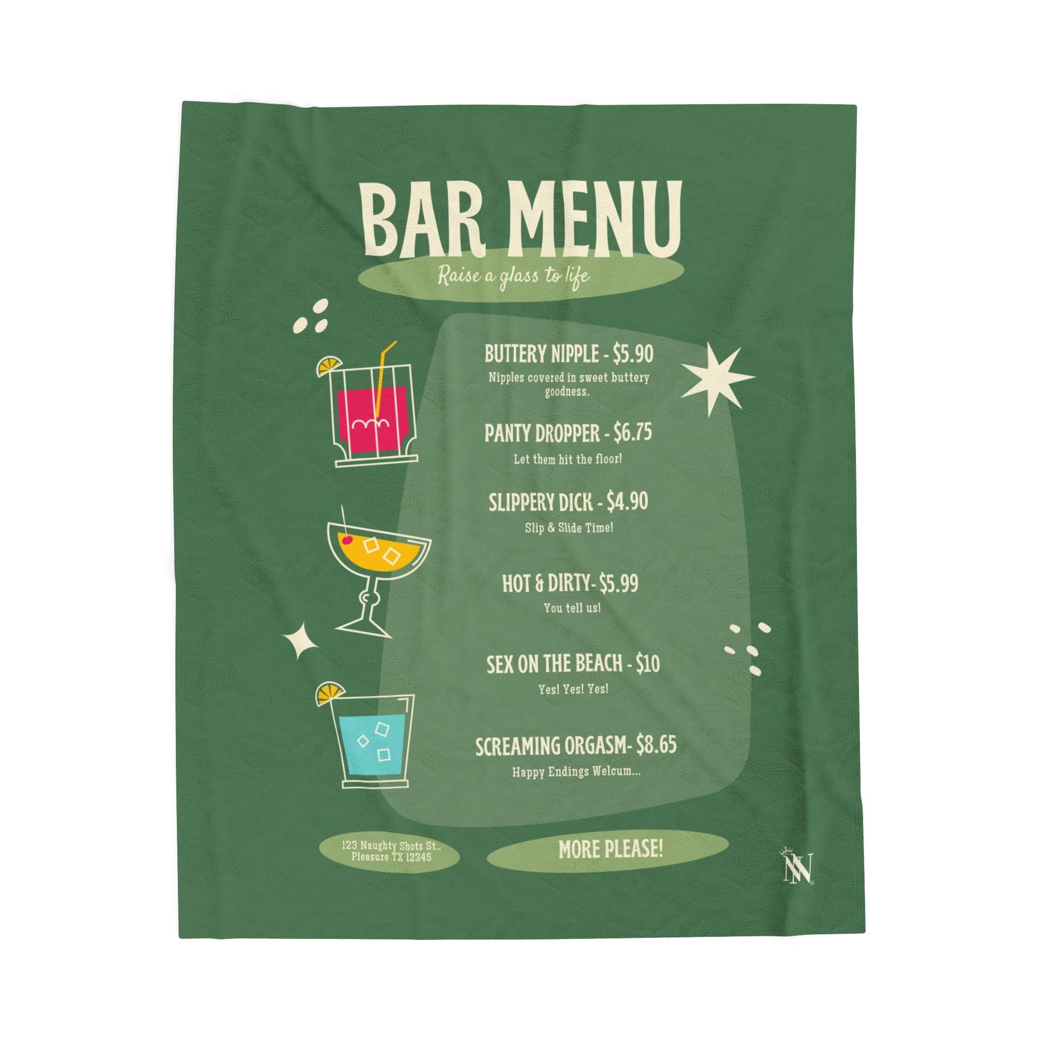 Bar Menu | Mix & Match Velveteen Fun-Flirty Lovers’ Blankets