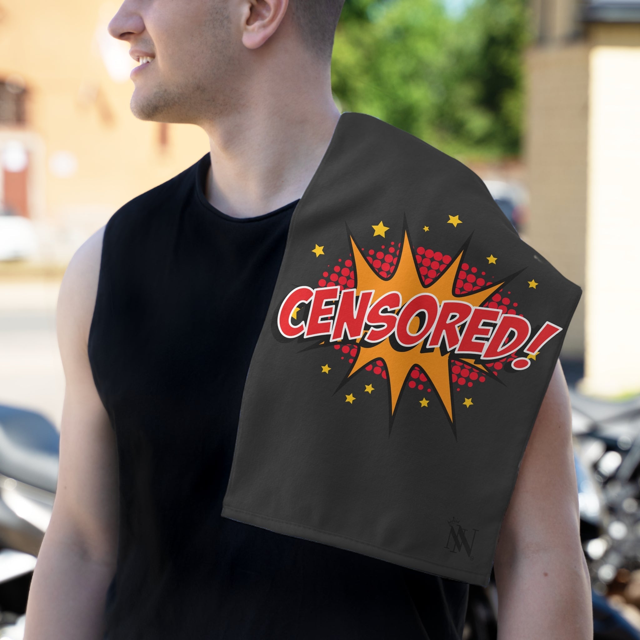 Cartoon Censored Dark Grey | Mix & Match Soft Fun-Flirty Lovers’ Towels