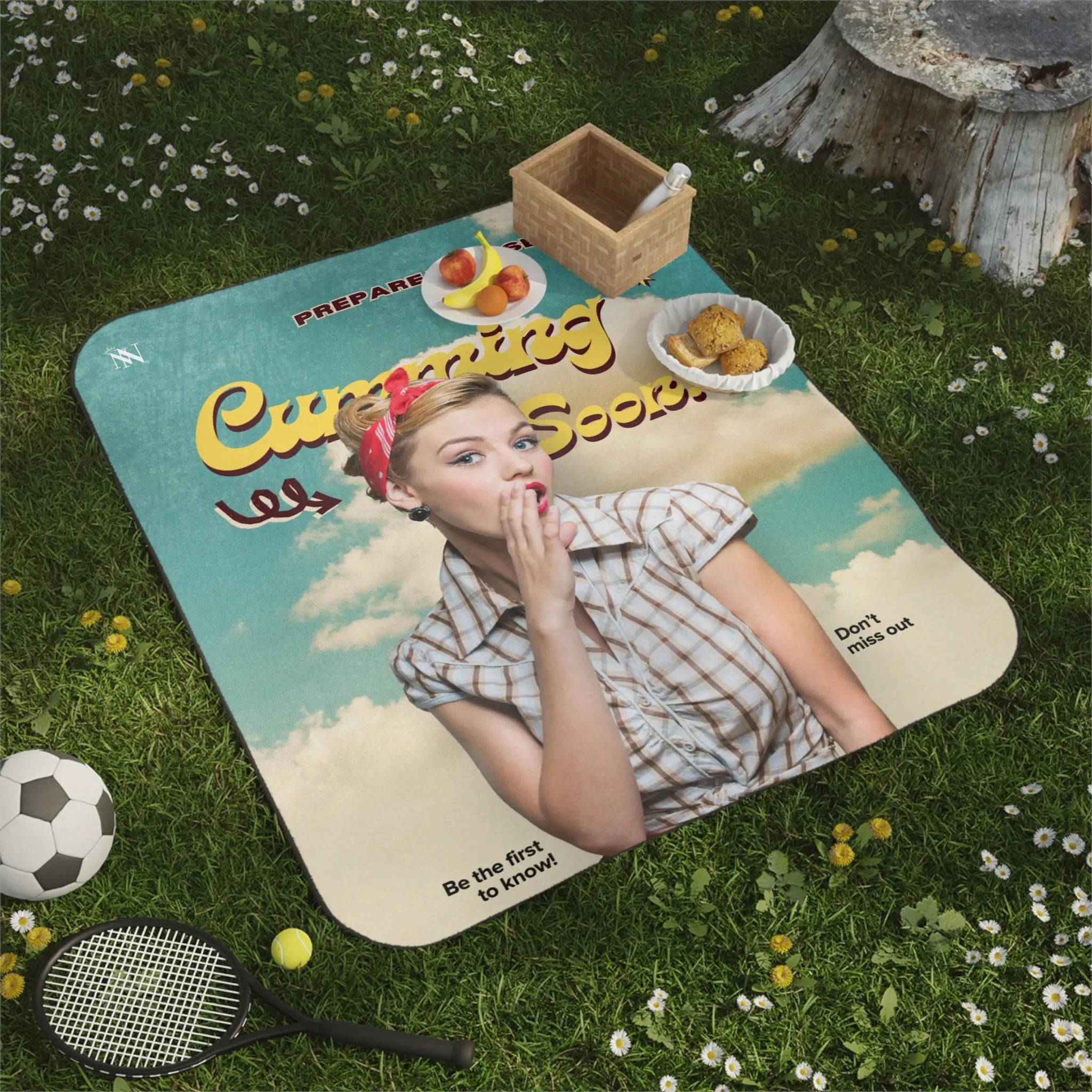 Cumming Soon Vintage Poster | Mix Match Fun-Flirty Lovers’ Water-Resistant Blankets