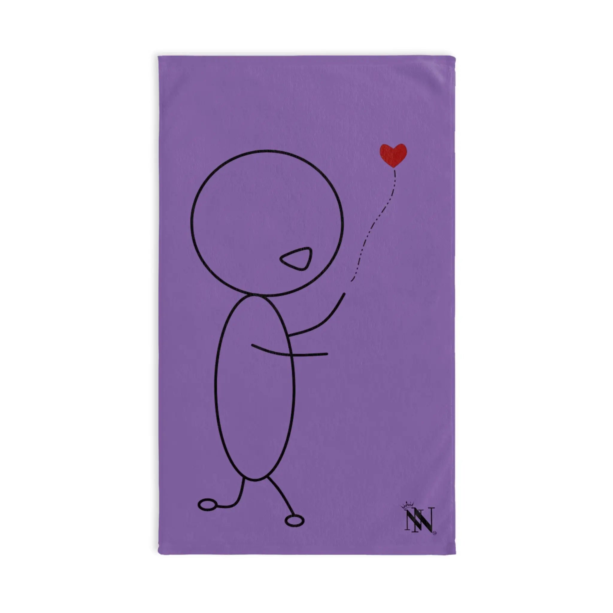 Stick Man Heart Balloon Light Purple Cum Towel