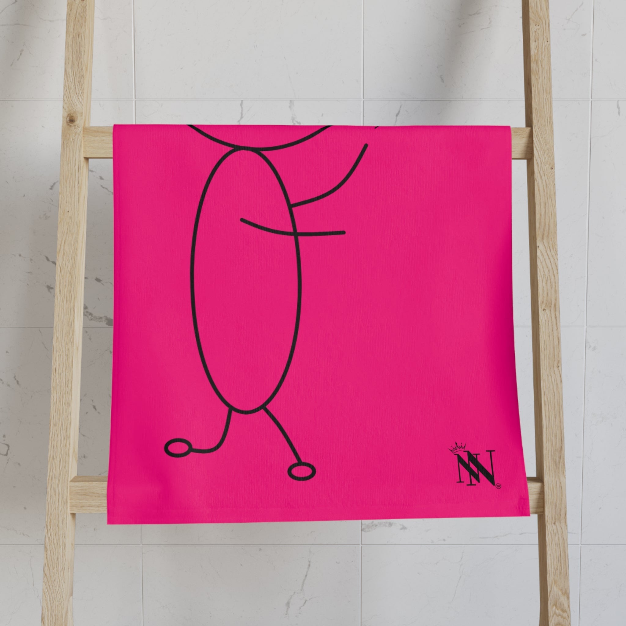 Stick Man Heart Balloon Signature Pink Cum Towel