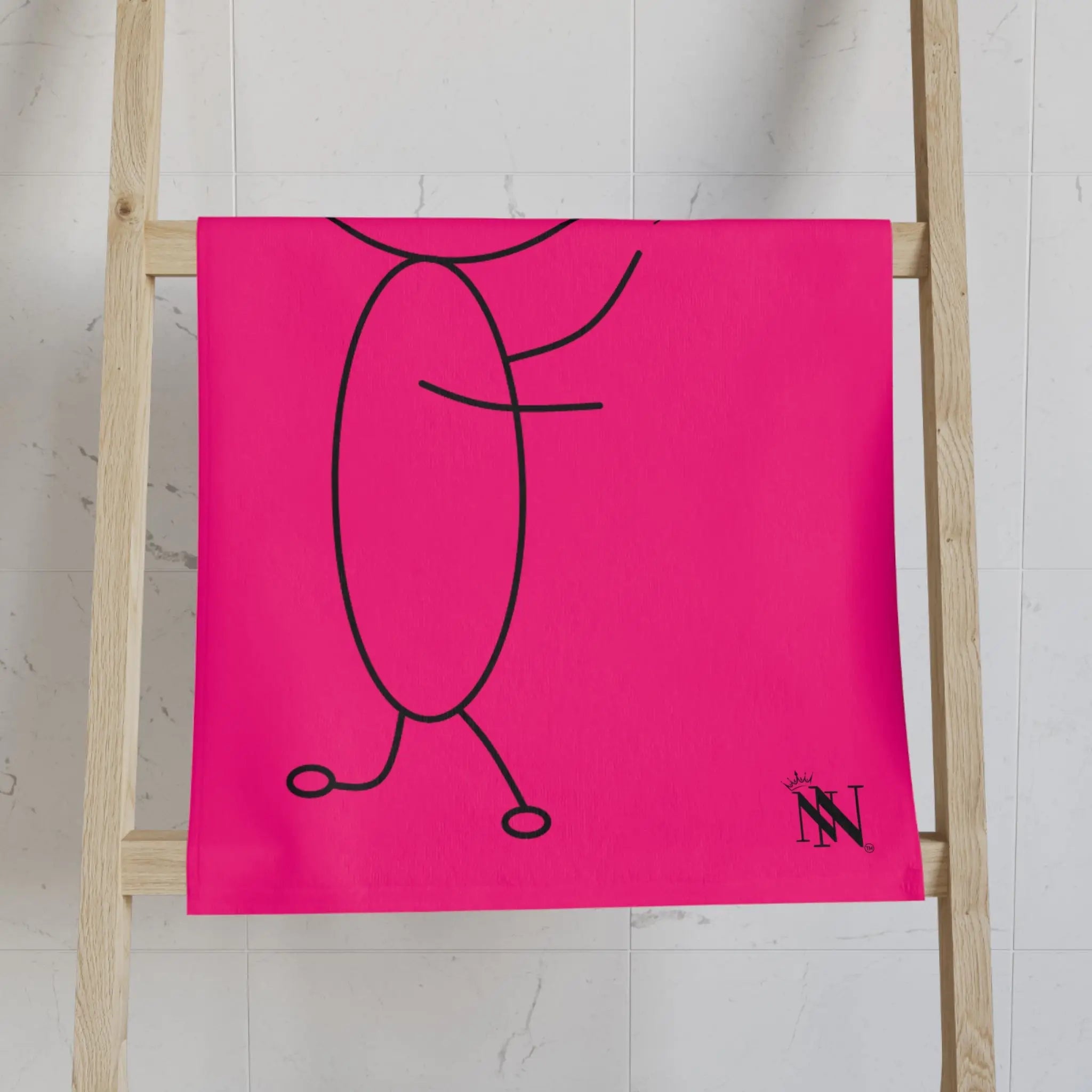 Stick Man Heart Balloon Signature Pink Cum Towel