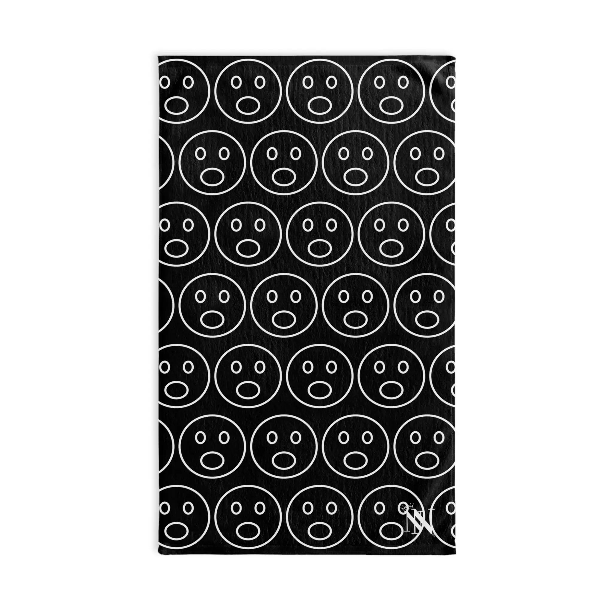 Surprised Emoji Pattern Black Cum Towel