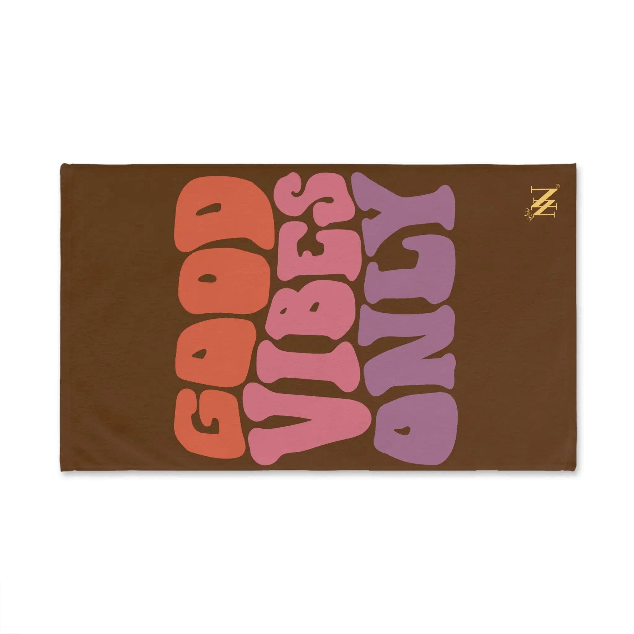 Good Vibes Retro Letters Brown Cum Towel