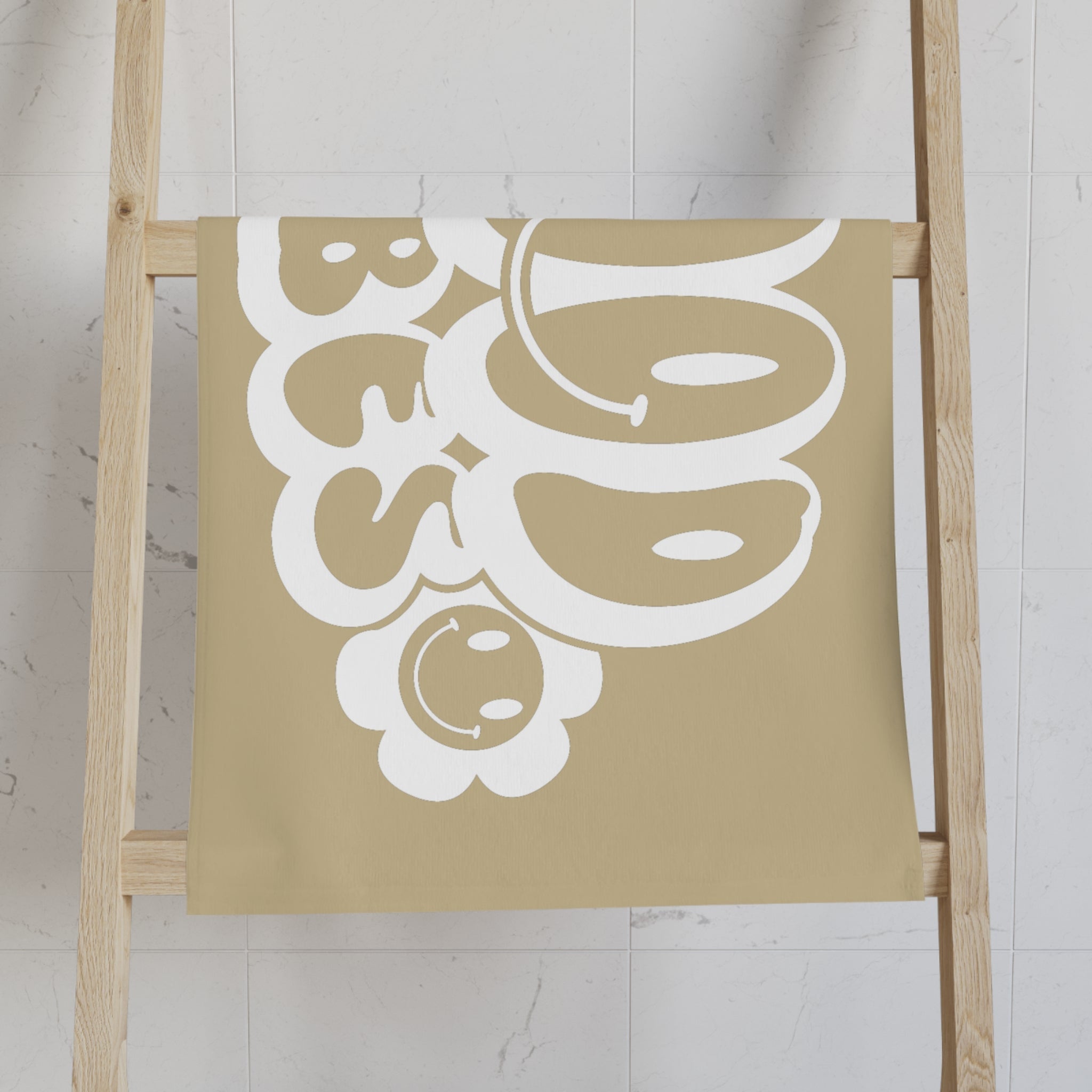 Smiley Happy Face Good Vibes Gold Cum Towel