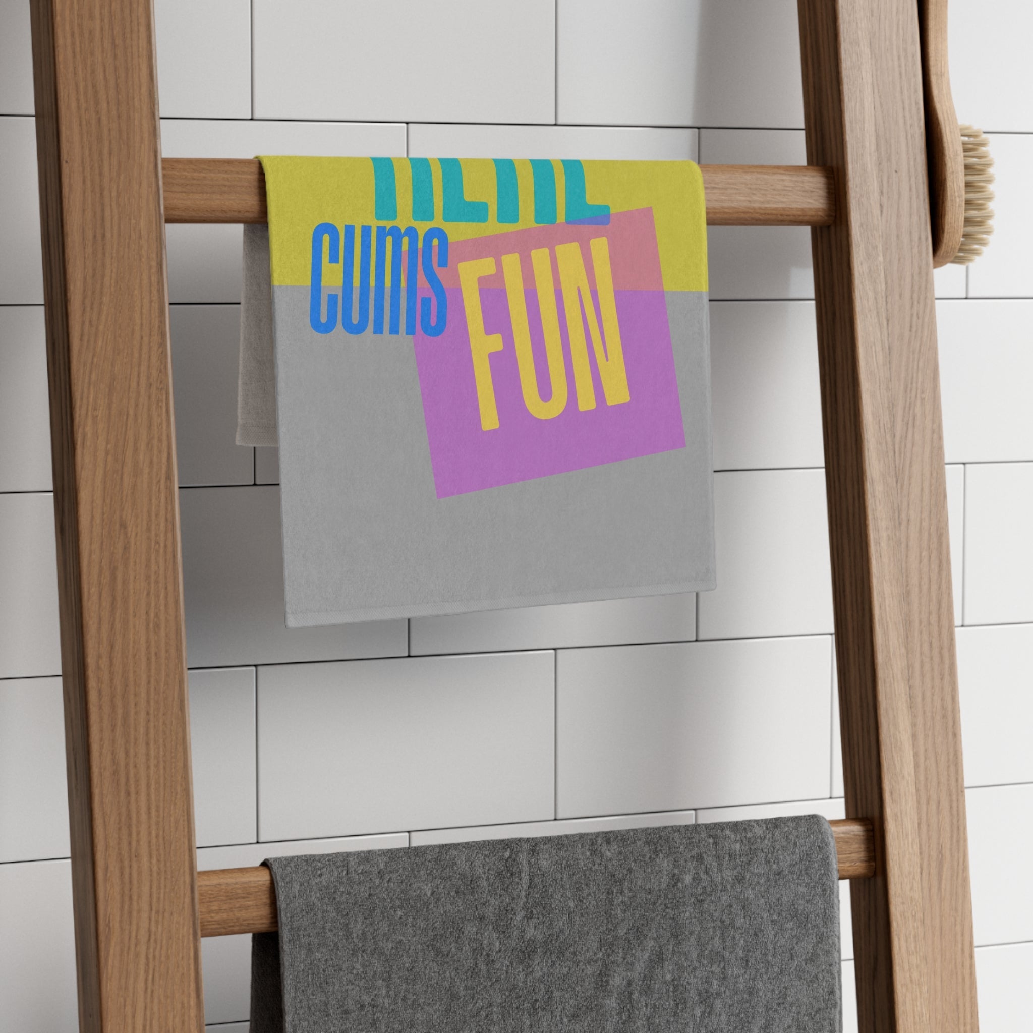 Here Cums Fun Light Grey | Mix & Match Soft Fun-Flirty Lovers’ Towels