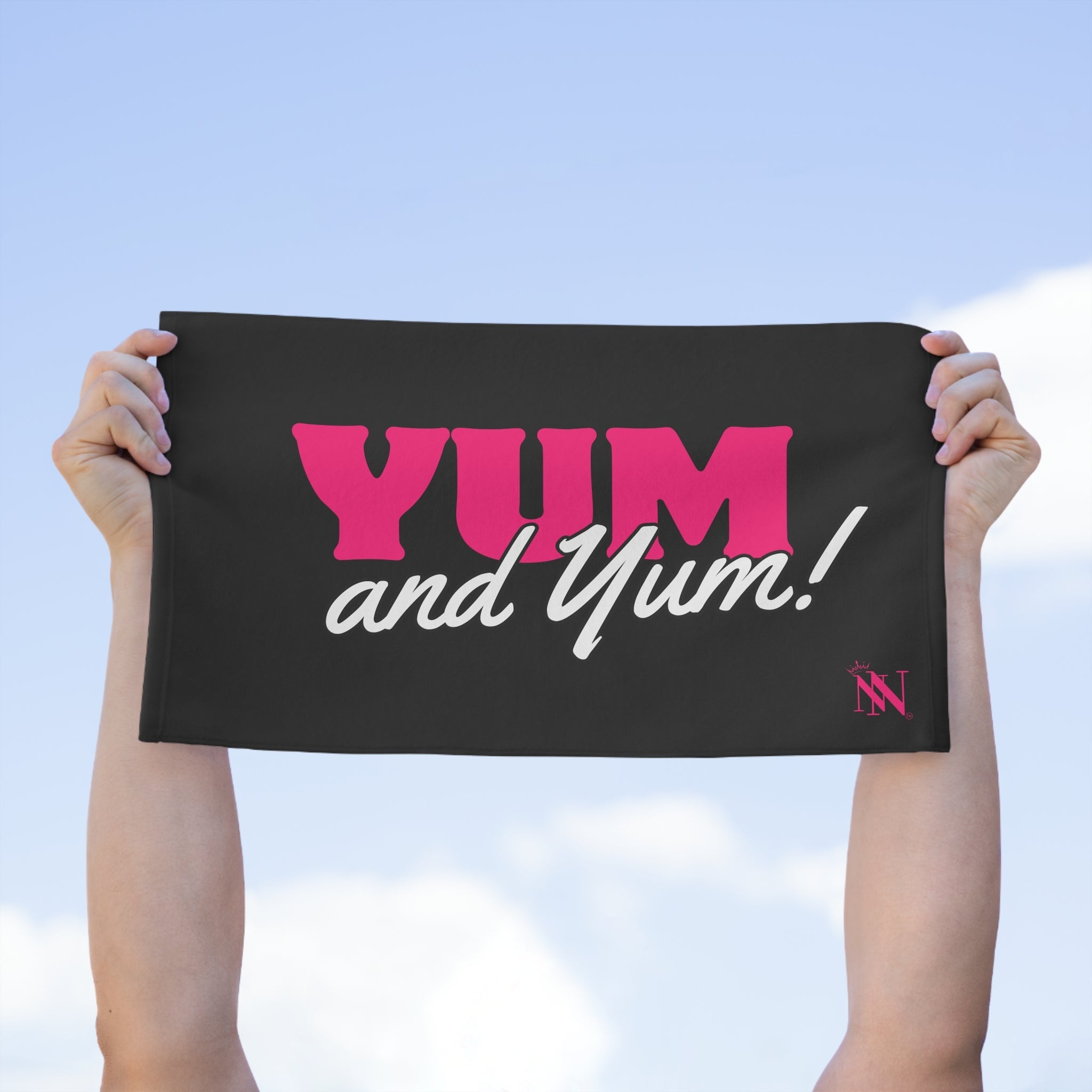 Yum and Yum! Black Mix & Match Soft Sex Towels | Flirty Lovers’ Gifts